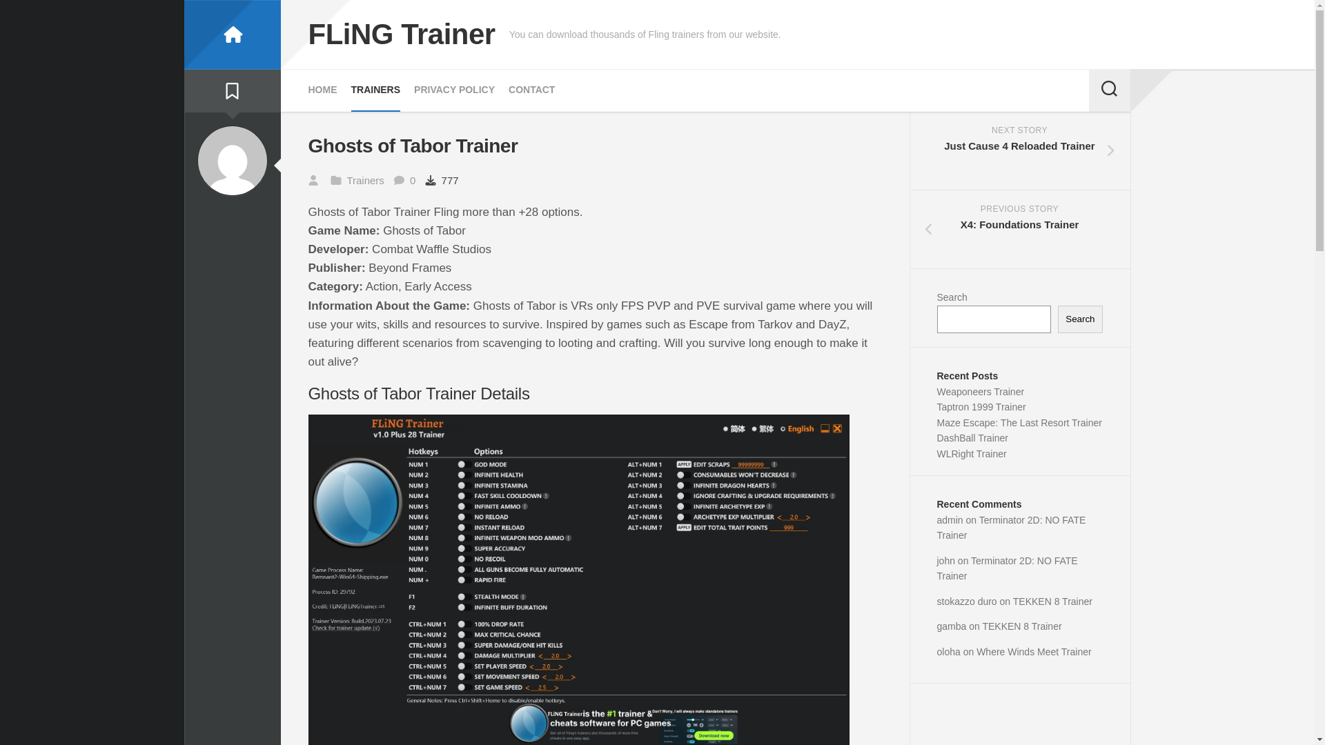 website screenshot of https://flingtrainer.us/ghosts-of-tabor-trainer/
