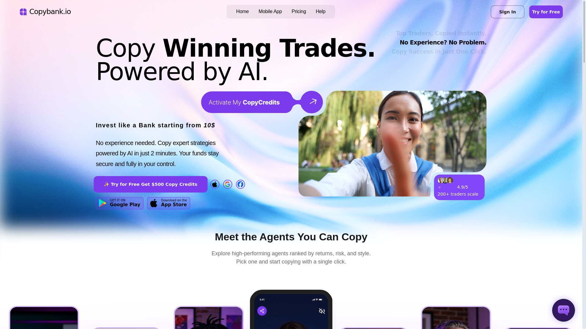 website screenshot of https://copybank-fe.pages.dev/