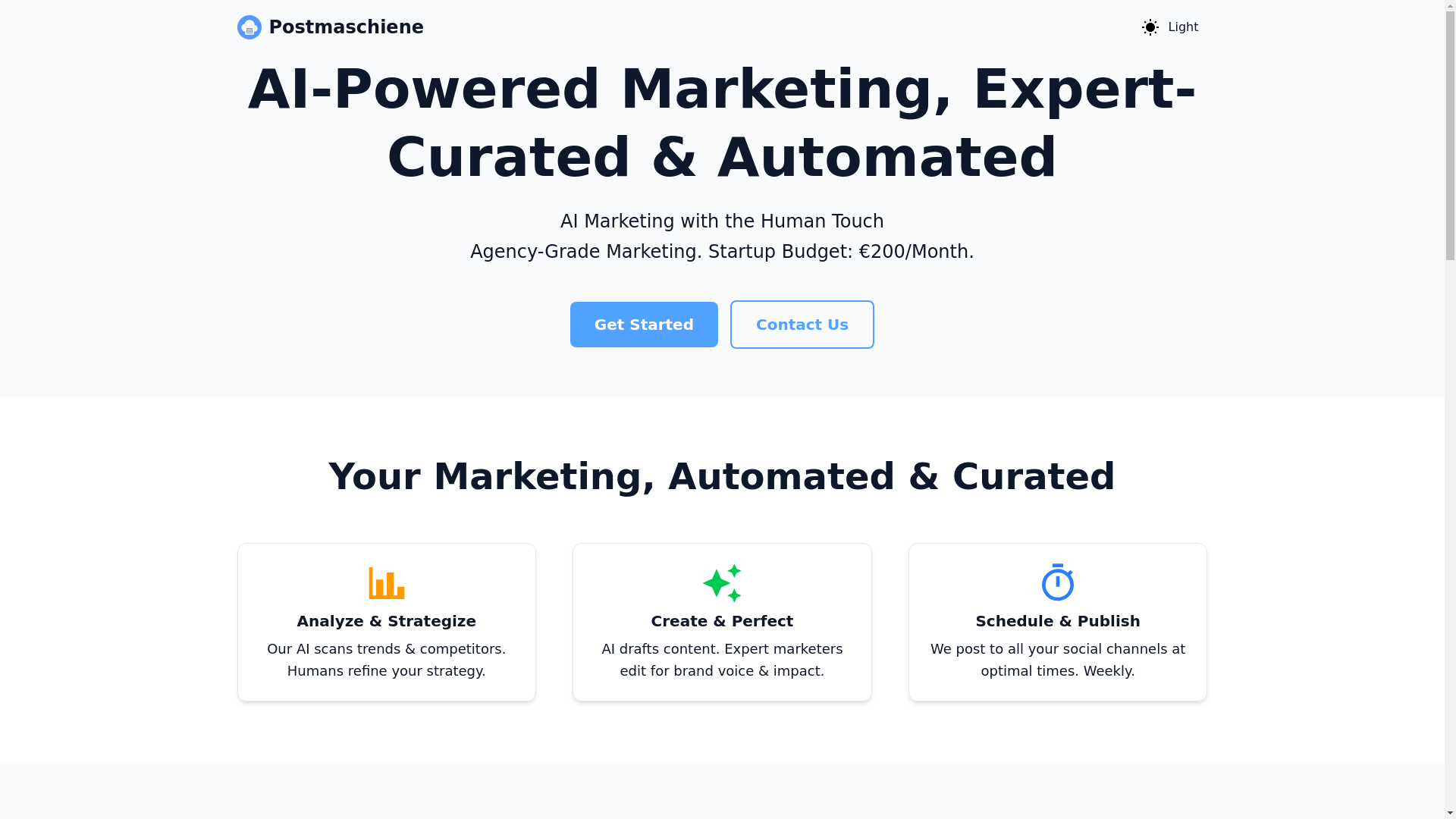 website screenshot of https://postmaschine-astro.pages.dev/
