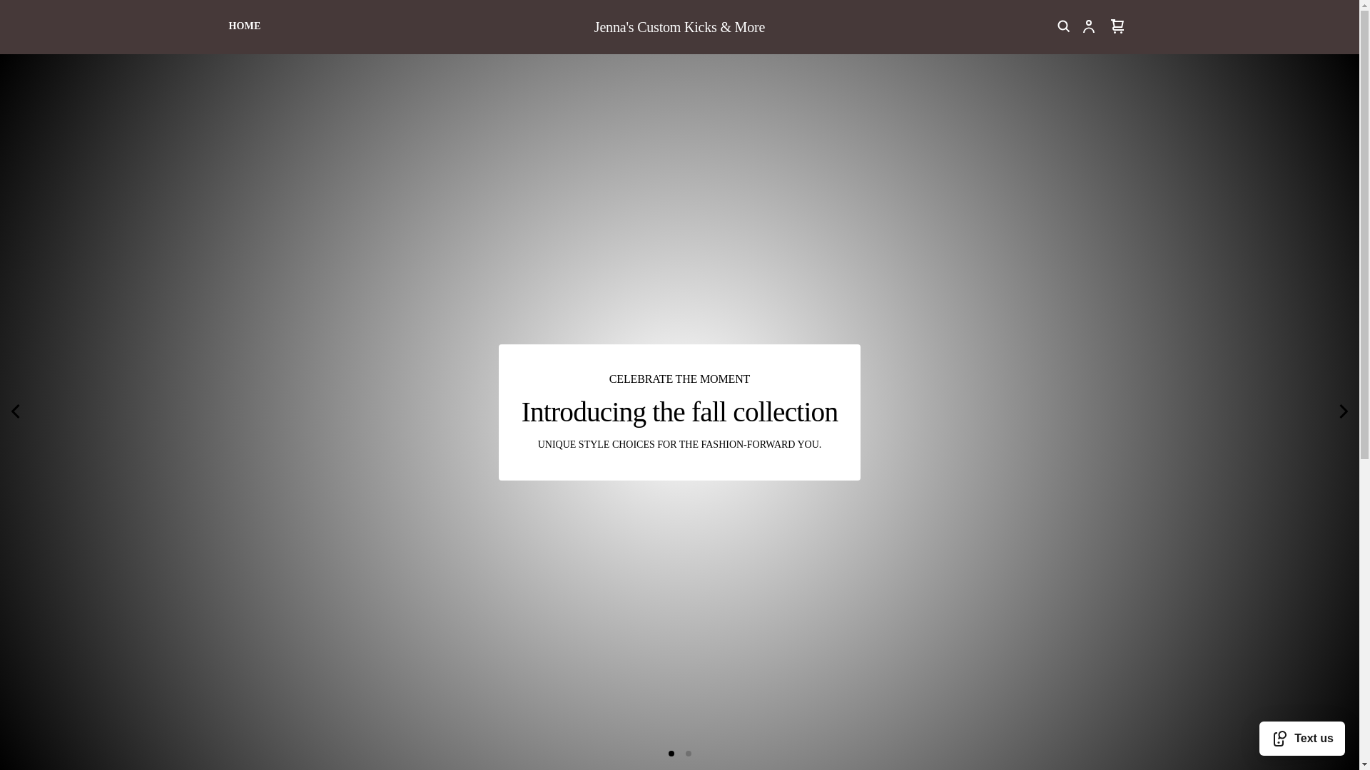 website screenshot of https://jennascustomkicks.com/