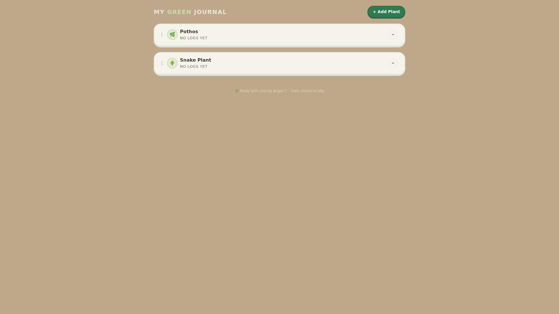 website screenshot of https://mygreenjournal.app/