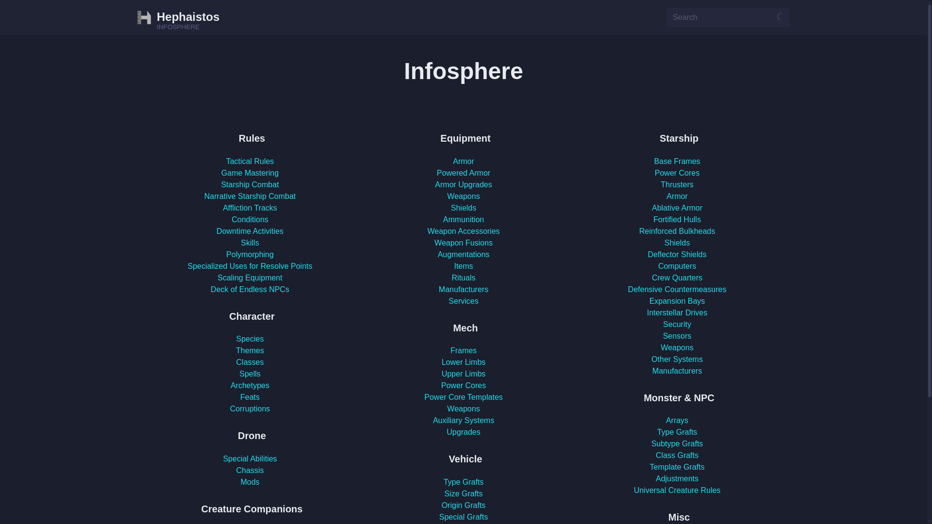 website screenshot of https://hephaistos-infosphere.pages.dev/