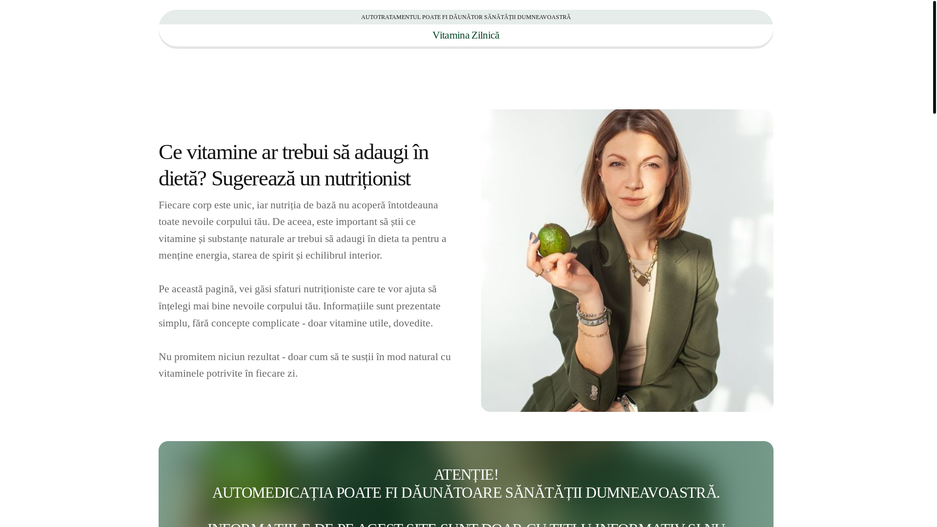website screenshot of https://vitaminazilnica.info/