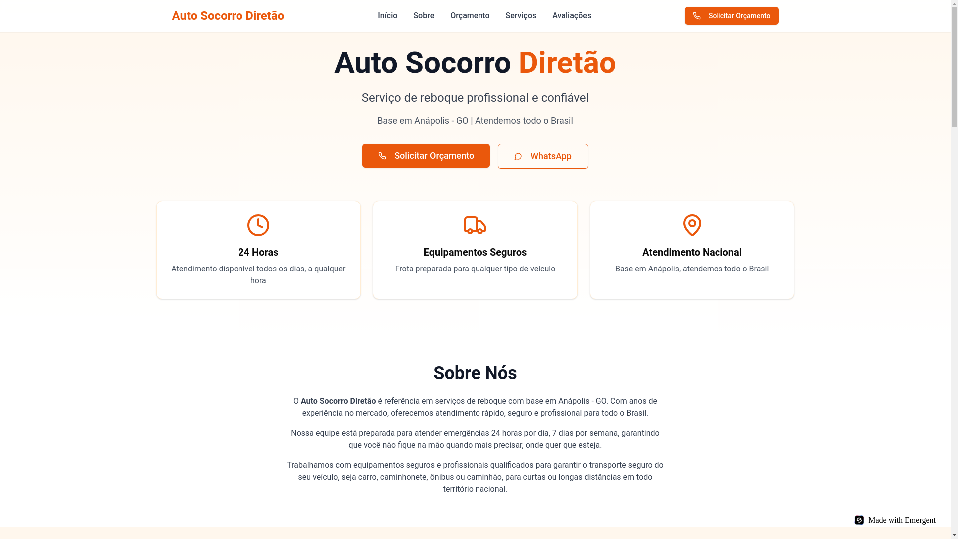 website screenshot of https://autosocorrodiretao.com.br/