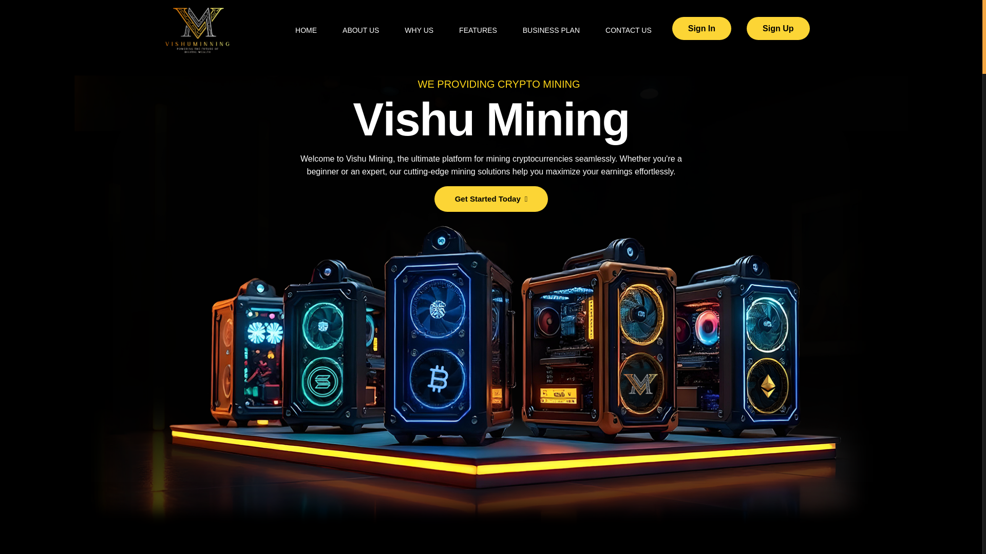 website screenshot of https://vishuminning.com/