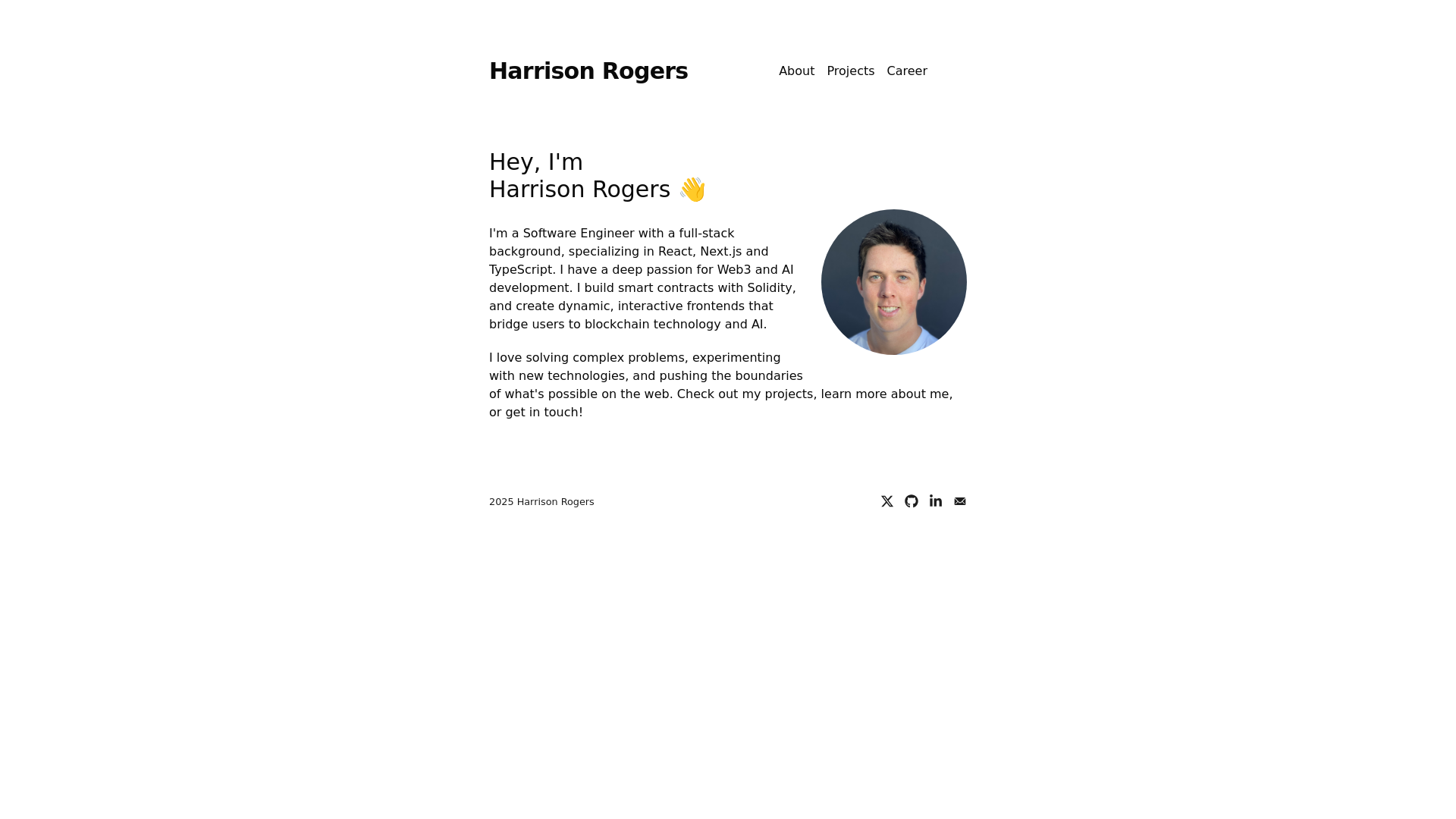 website screenshot of https://harrisonrogers.dev/