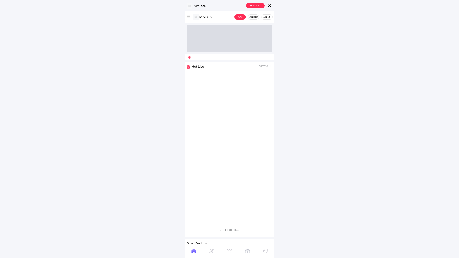 website screenshot of https://gamematoklive60.com/