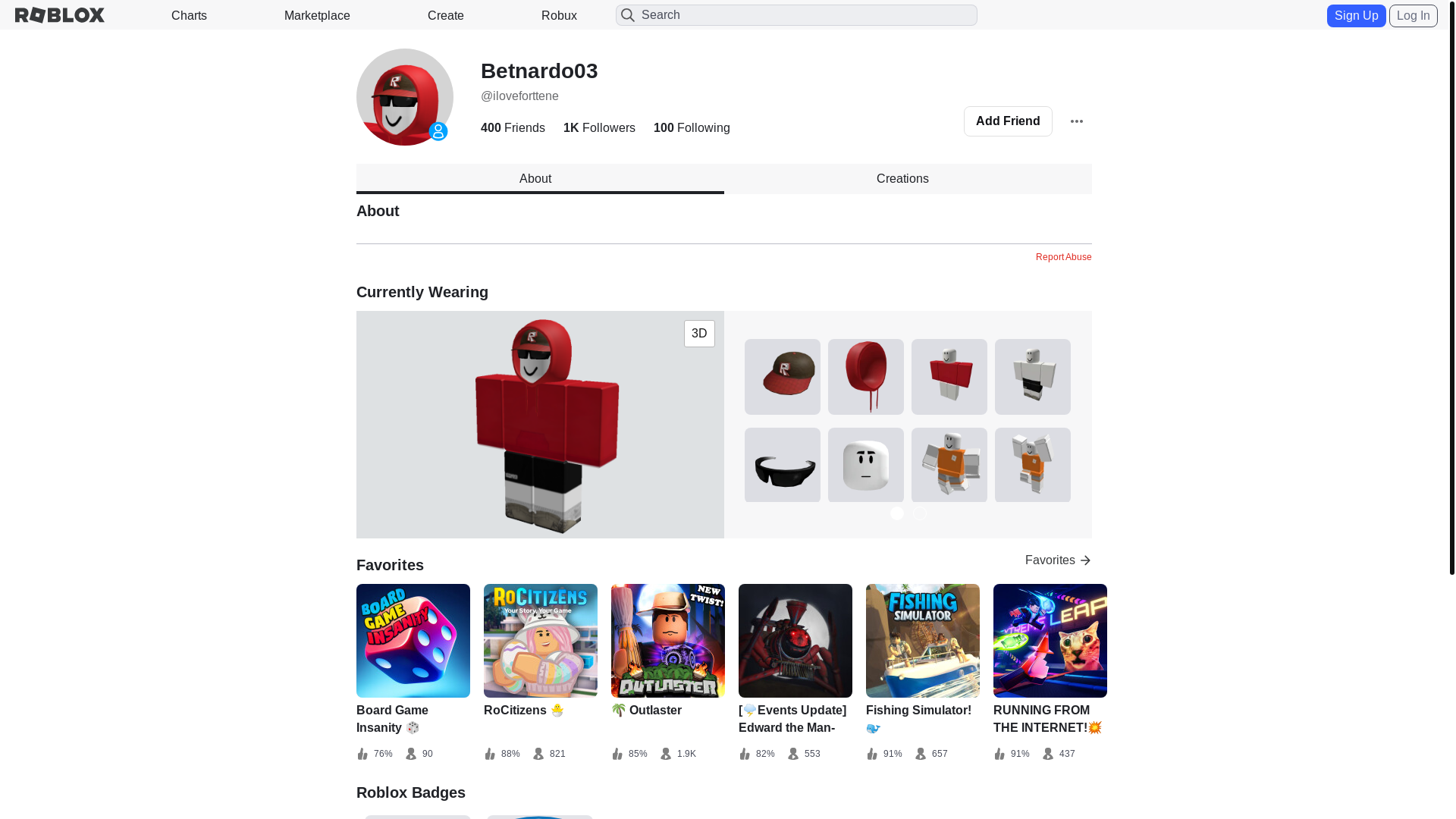 website screenshot of https://www.robiox.com.am/users/1465634550/profile