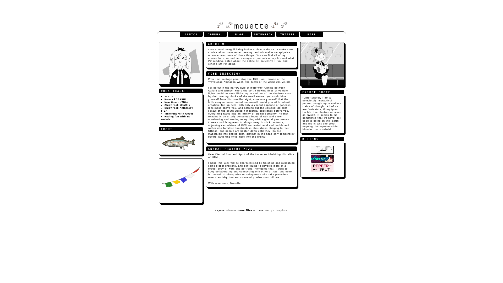 website screenshot of https://mouette.moe/