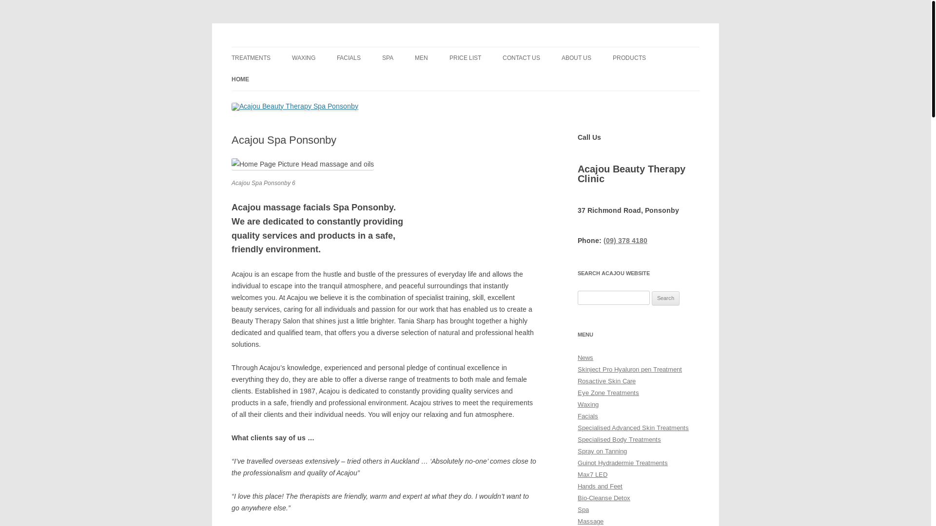 website screenshot of https://www.acajou.co.nz/