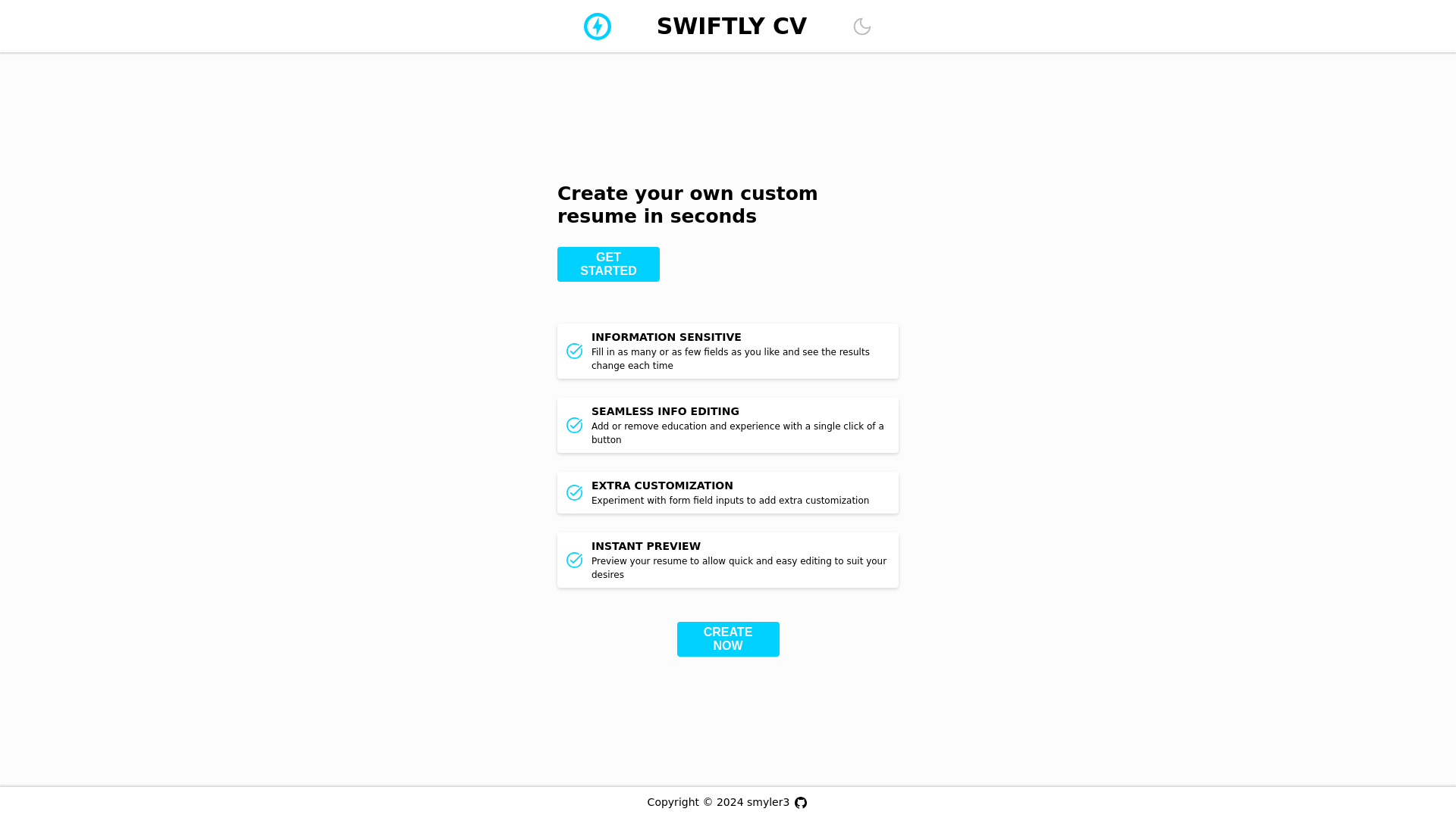 website screenshot of https://swiftly-cv.pages.dev/