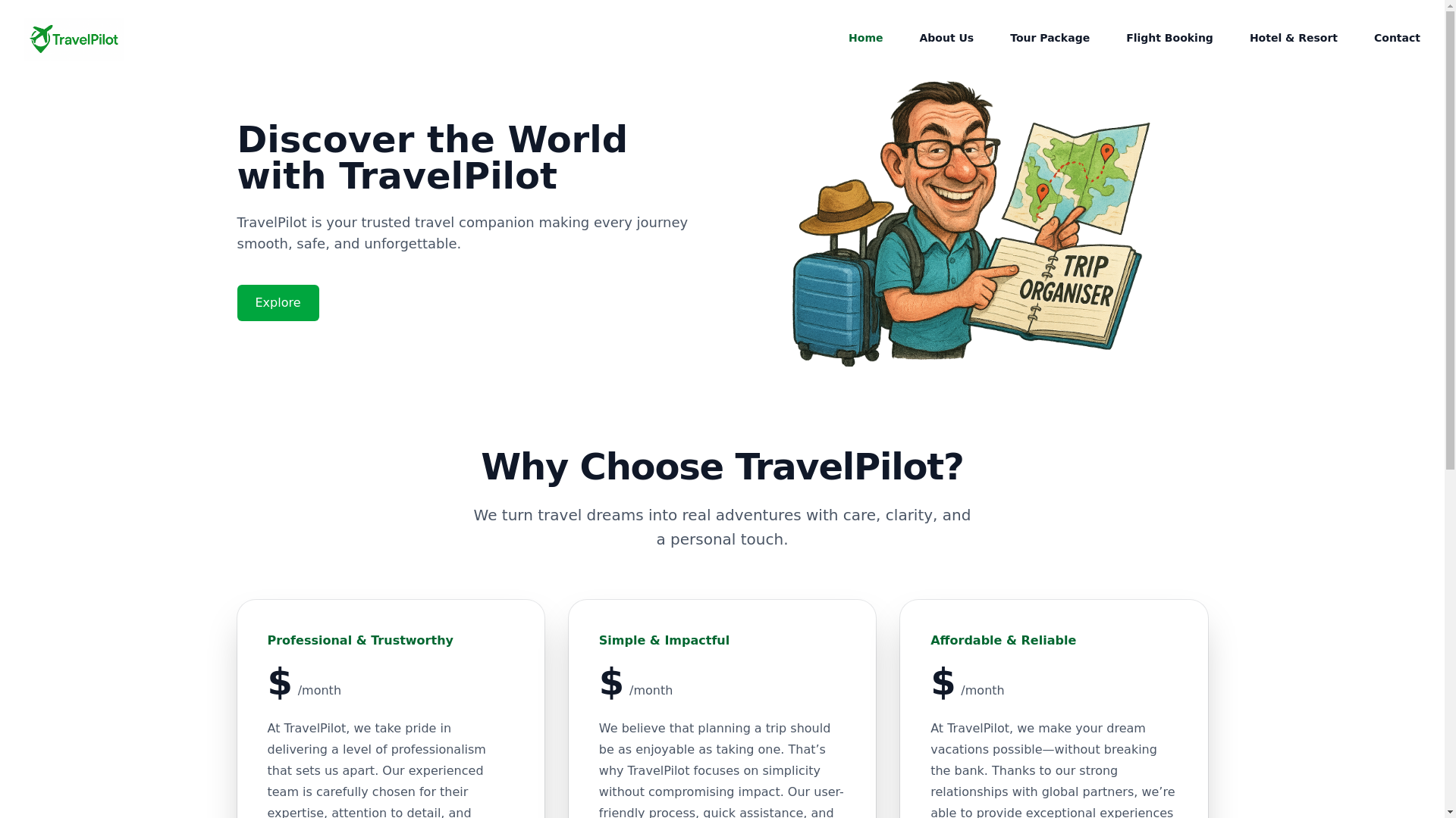 website screenshot of https://travelpilot.pages.dev/