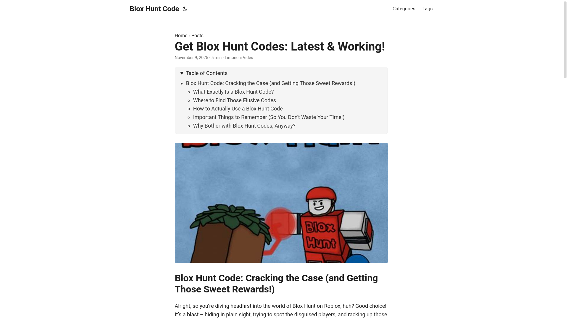 website screenshot of https://blox-hunt-code.pages.dev/