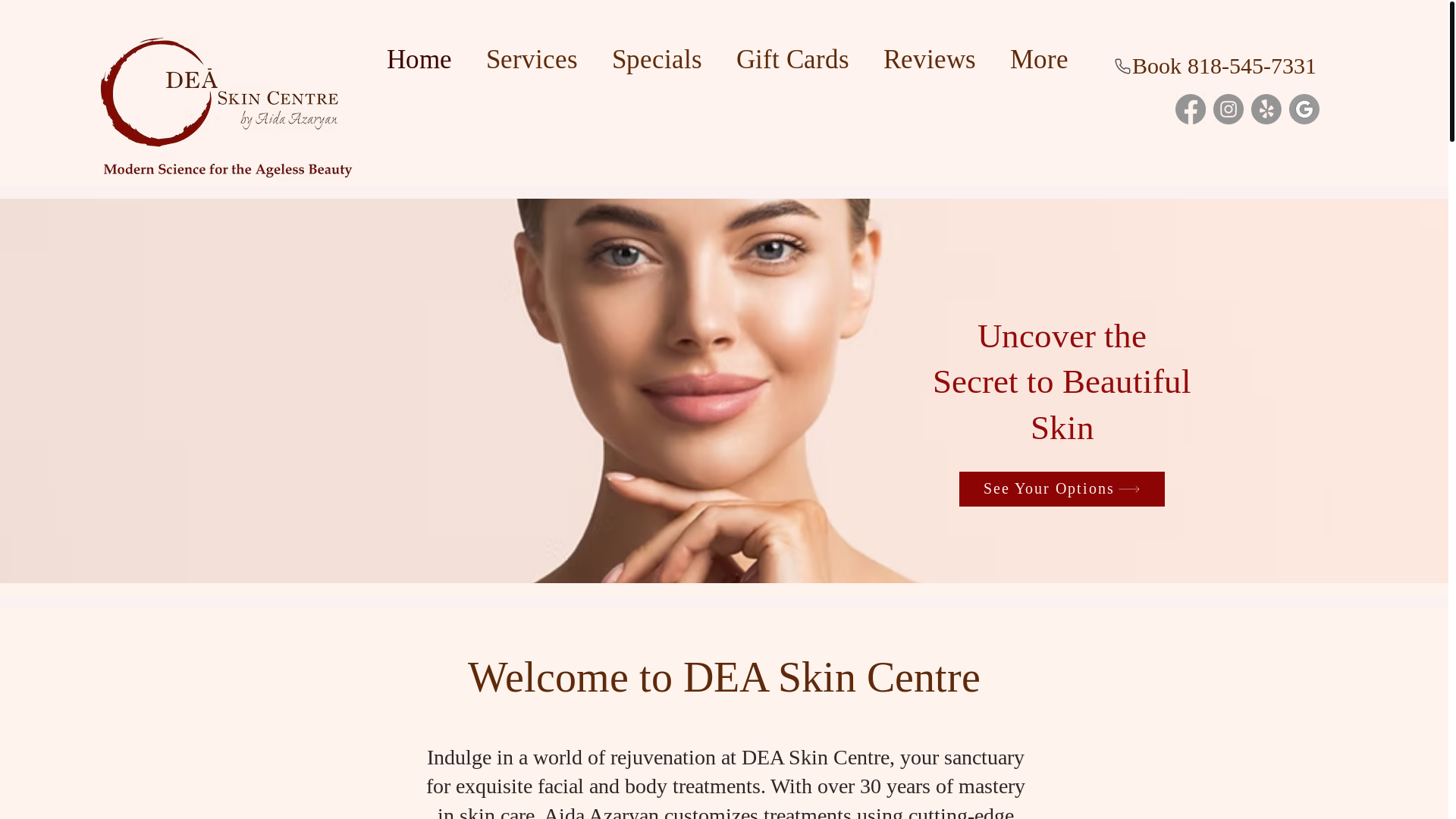 website screenshot of https://dea-skincentre.com/