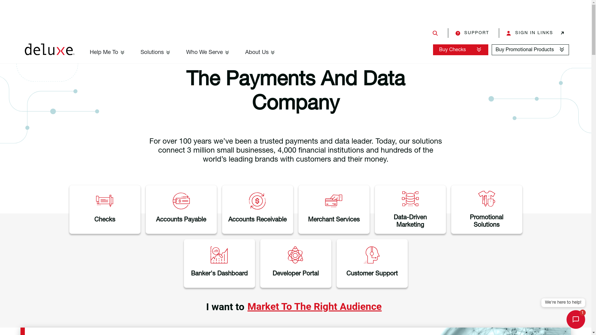 website screenshot of https://deluxe.com/