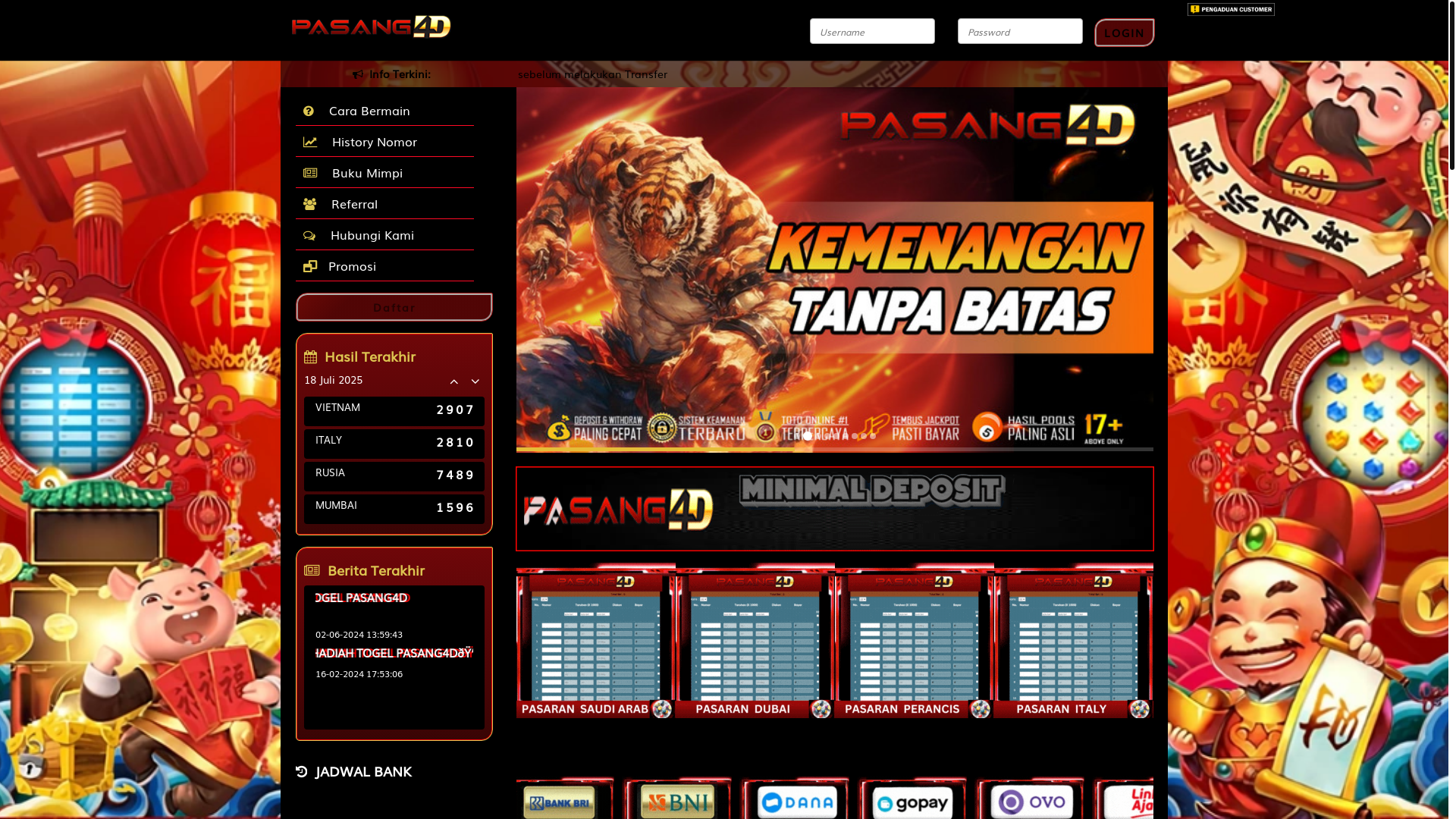 website screenshot of https://pasang4dplay19.site/