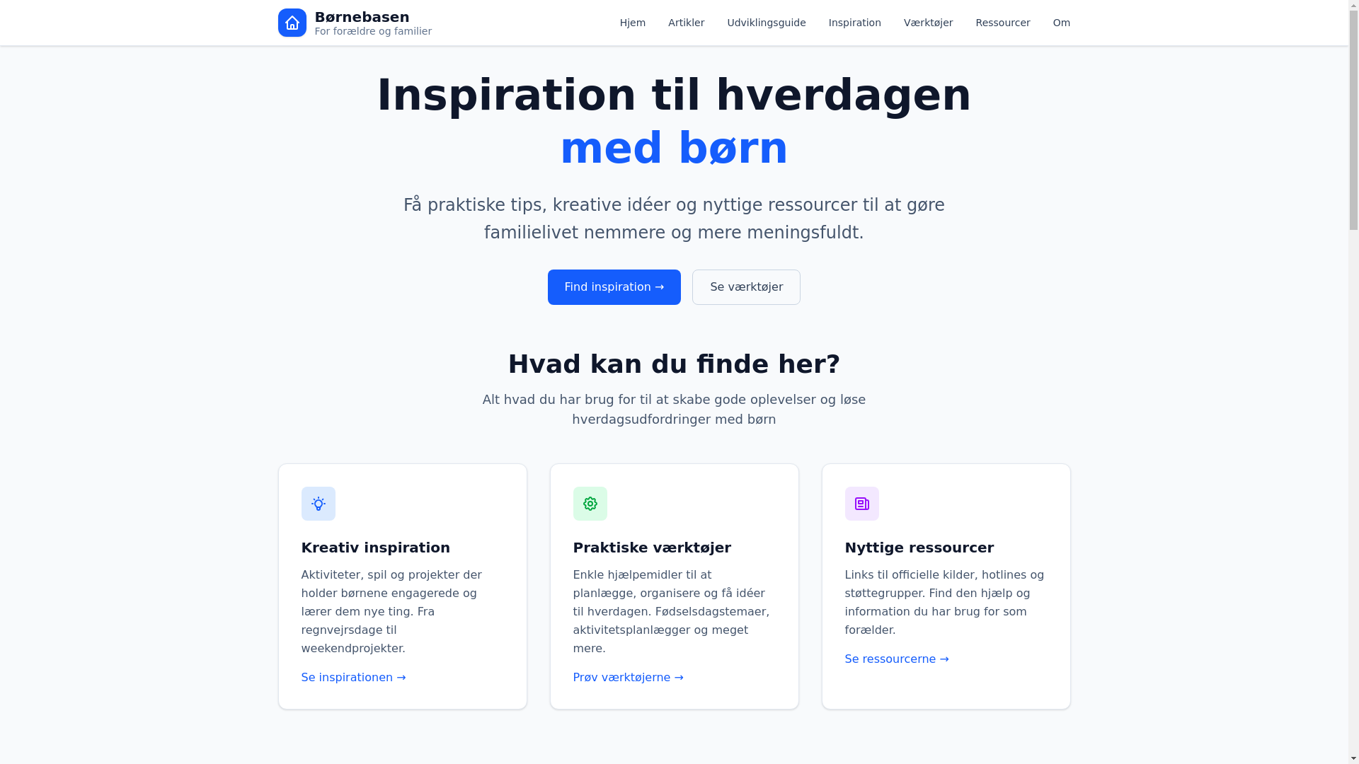 website screenshot of https://boernebasen.pages.dev/
