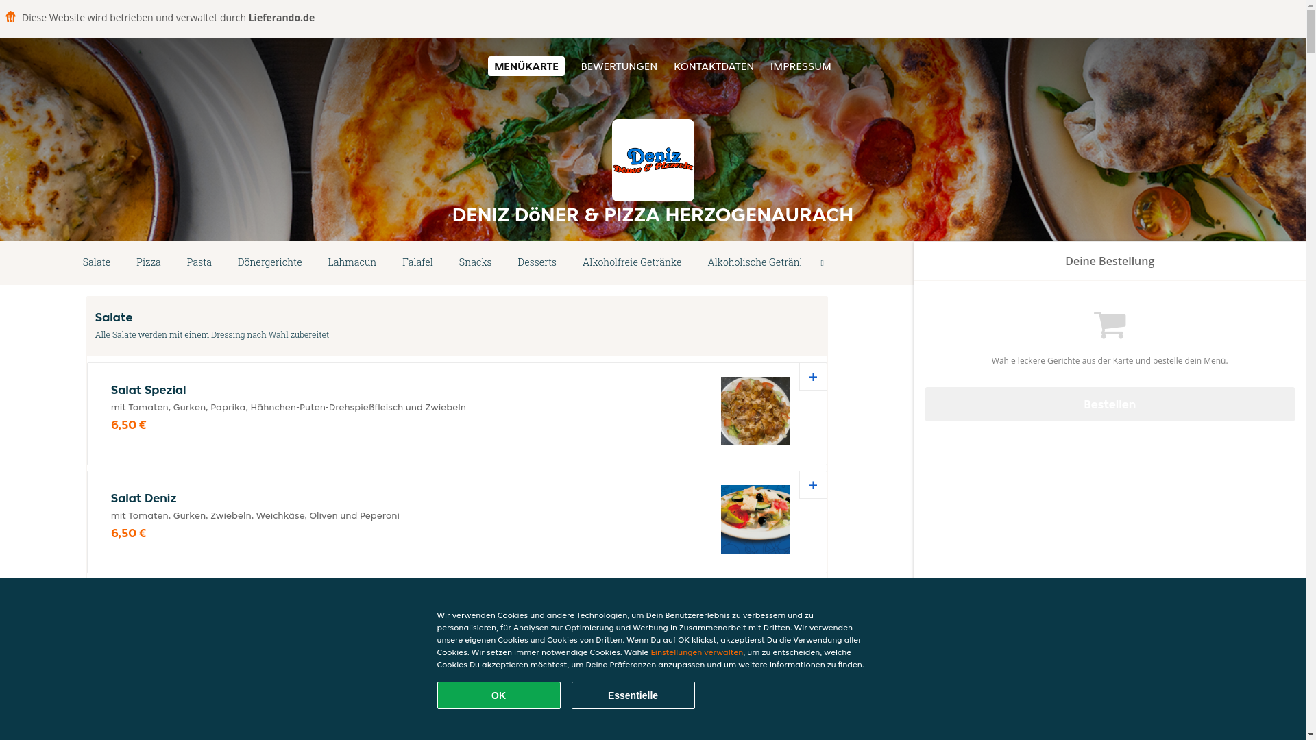 website screenshot of https://denizdonerpizza-herzogenaurach.de/