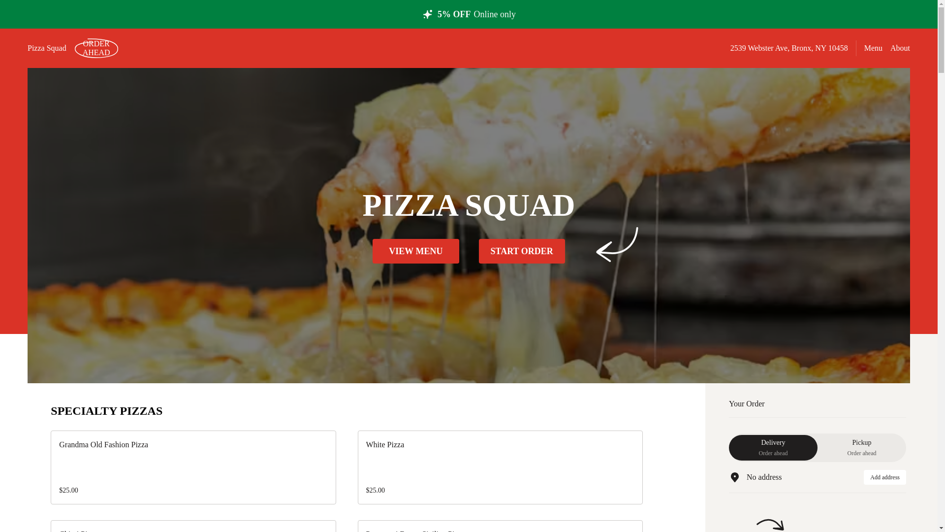 website screenshot of https://pizzasquadny.com/