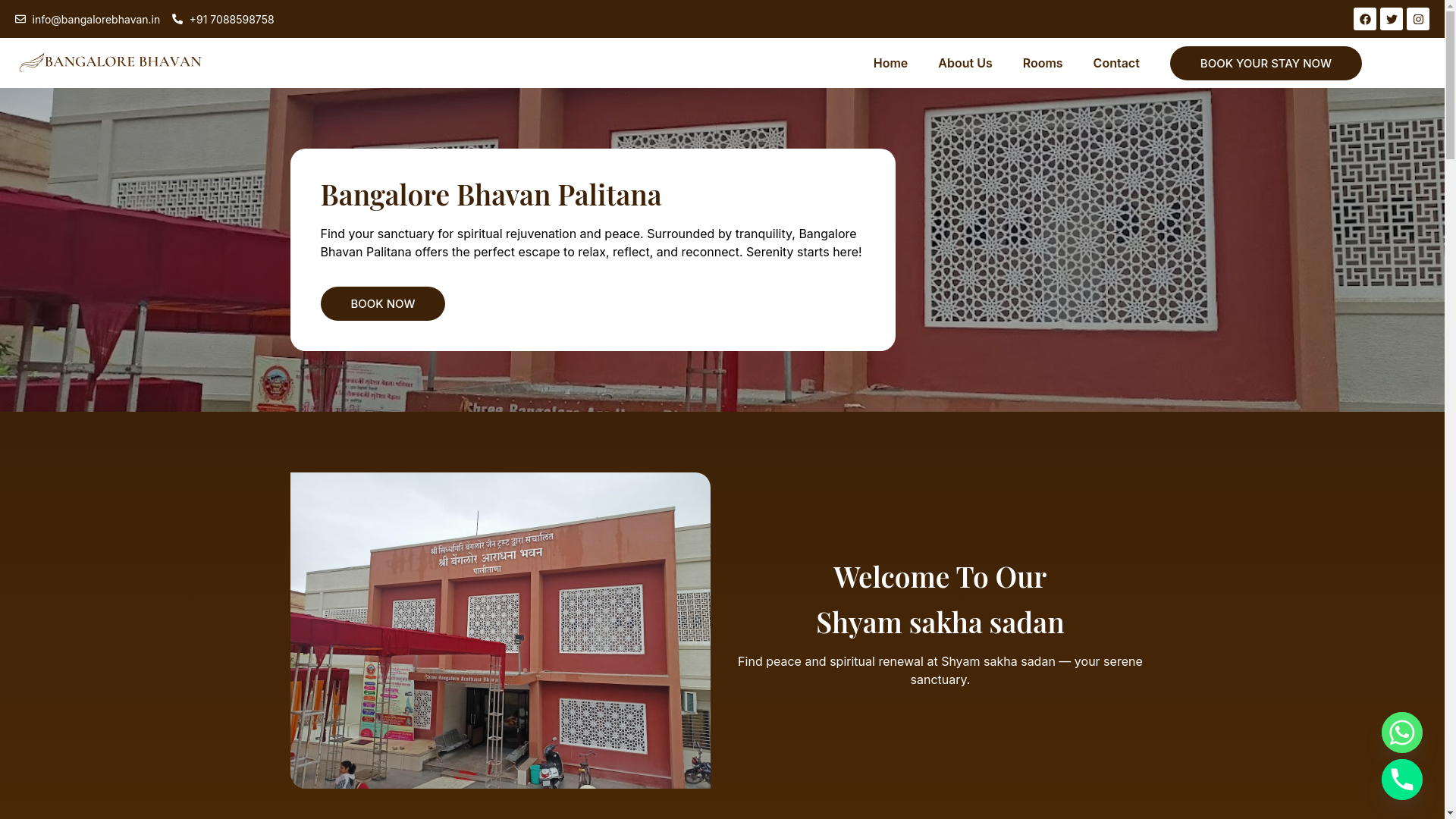 website screenshot of https://bangalorebhavan.in/