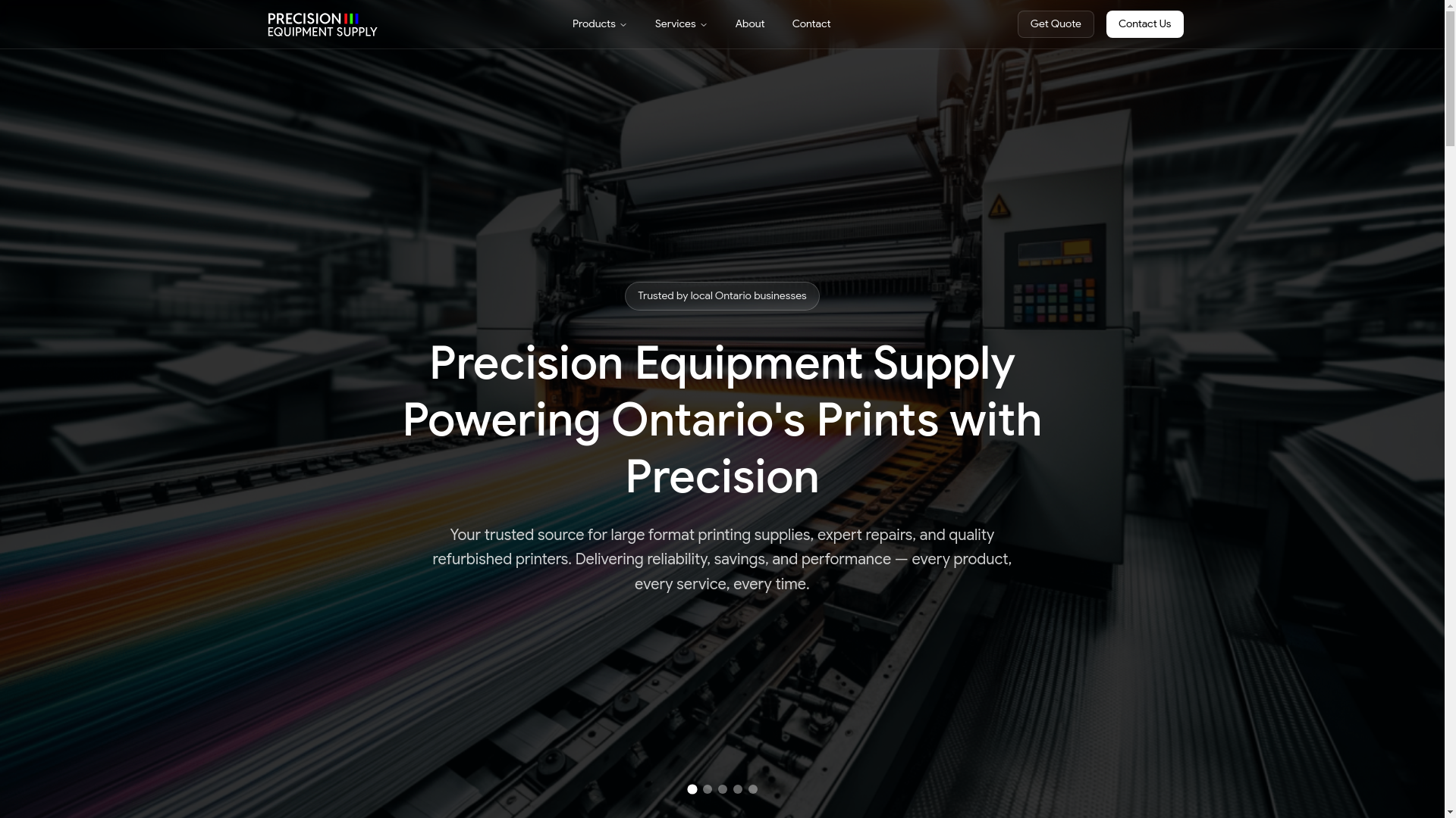 website screenshot of https://precisionequipmentsupply.com/
