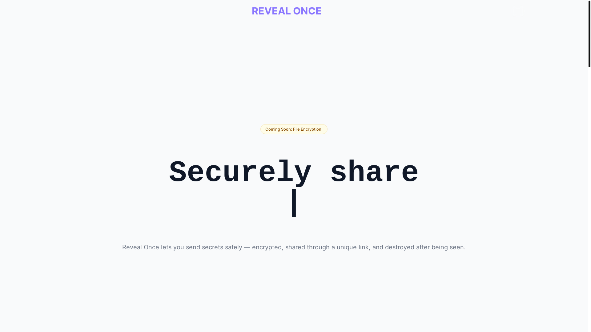 website screenshot of https://revealonce.link/