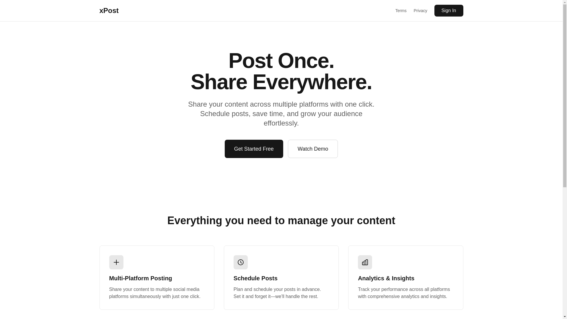 website screenshot of https://xpost.social/