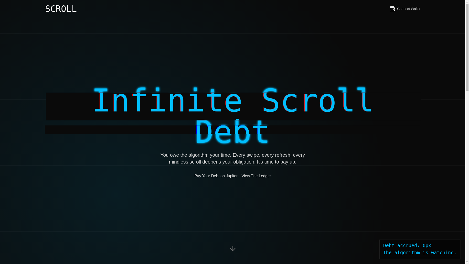 website screenshot of https://infinitescrolldebt.online/