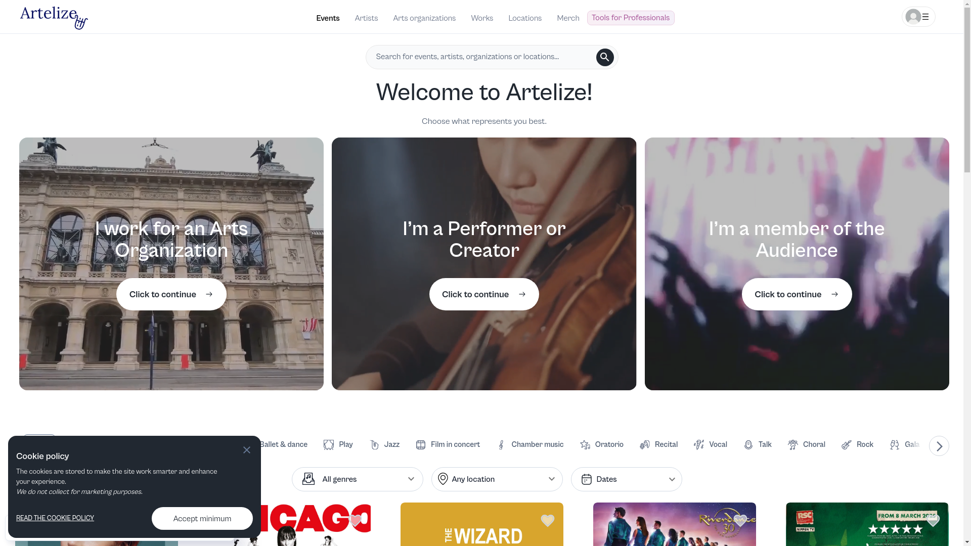 website screenshot of https://workartelize.com/