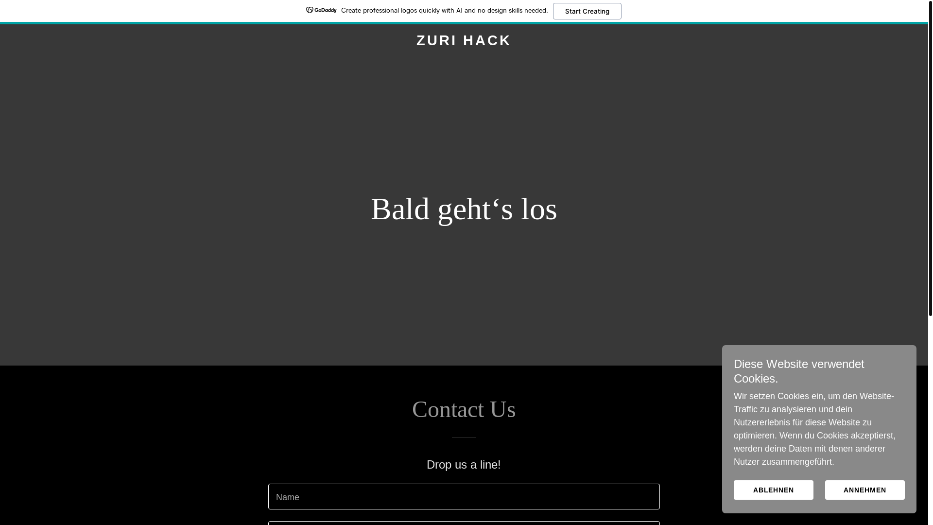 website screenshot of https://zurihack.ch/