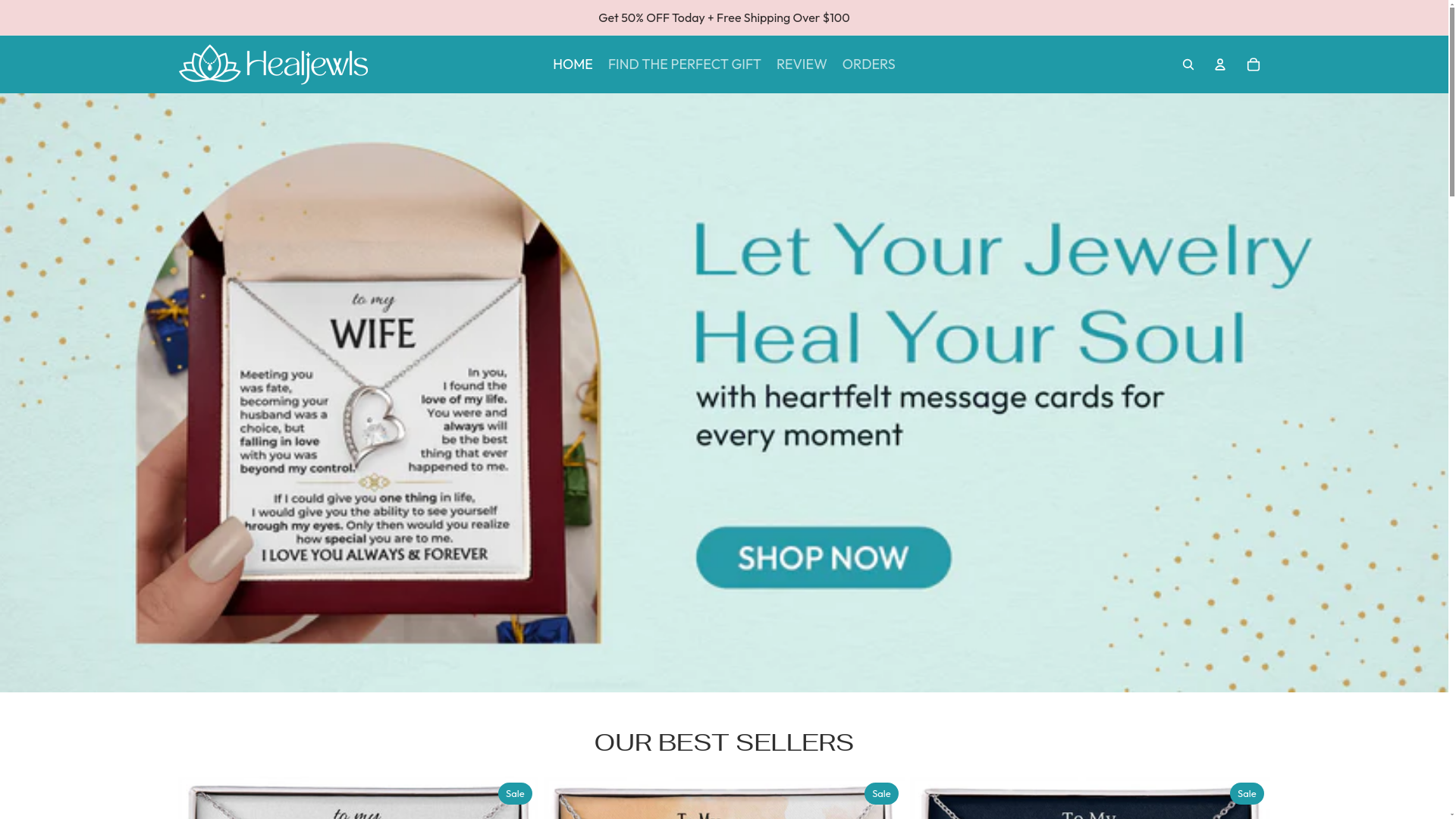 website screenshot of https://healjewls.shop/