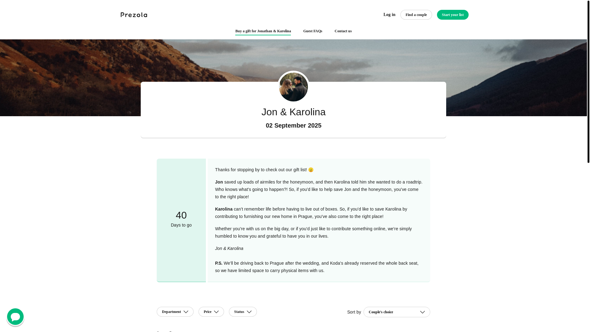 website screenshot of https://jonandkarolina.wedding/