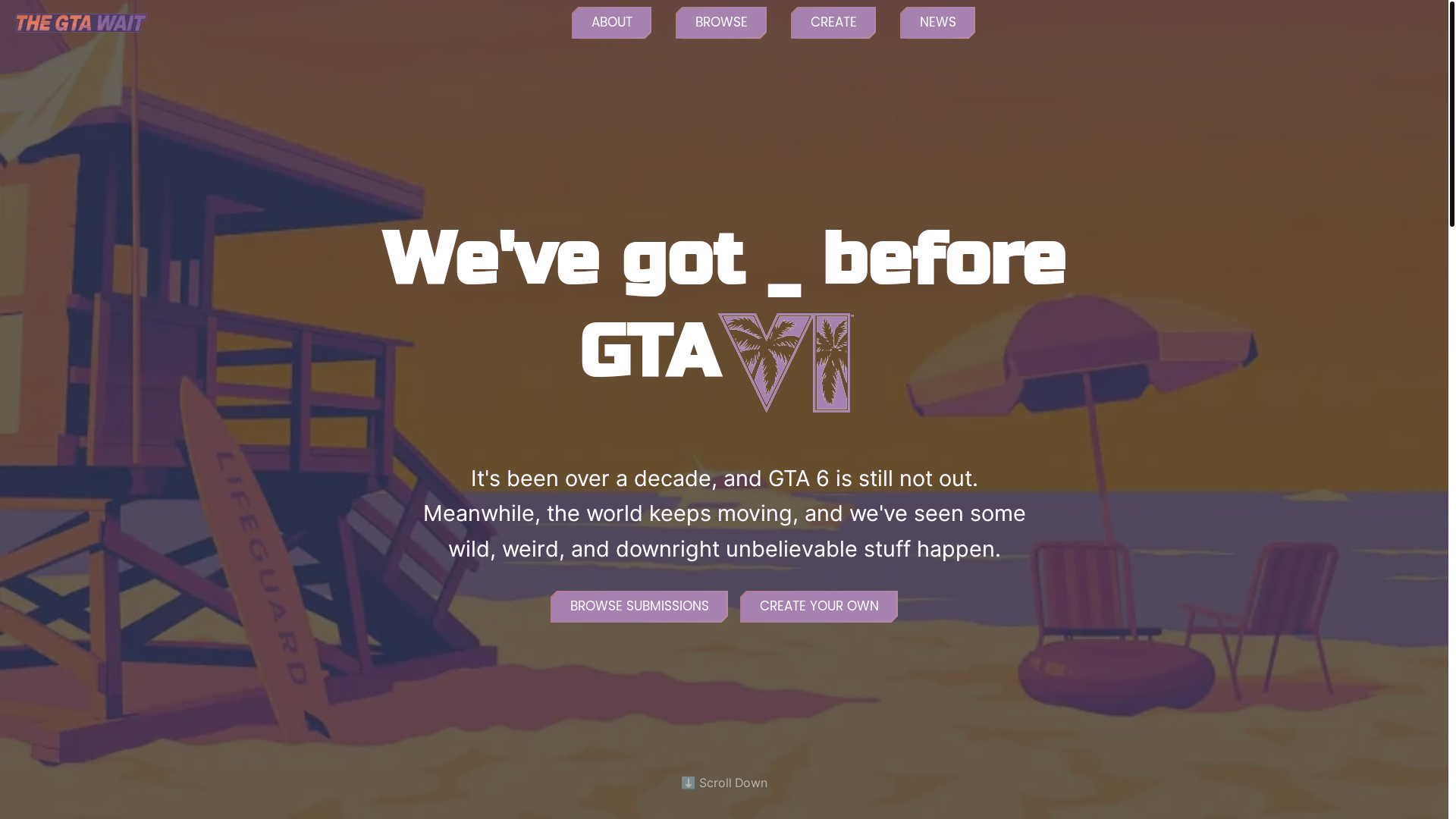 website screenshot of https://thegtawait.com/
