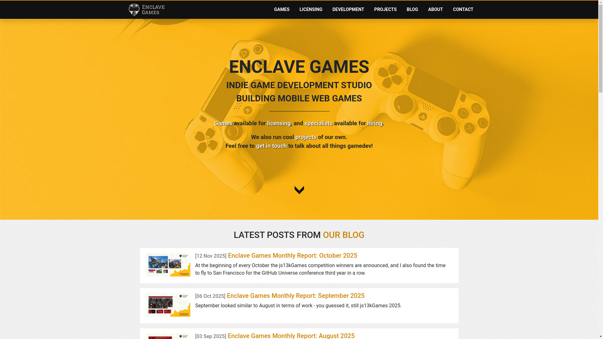 website screenshot of https://enclavegames.pages.dev/