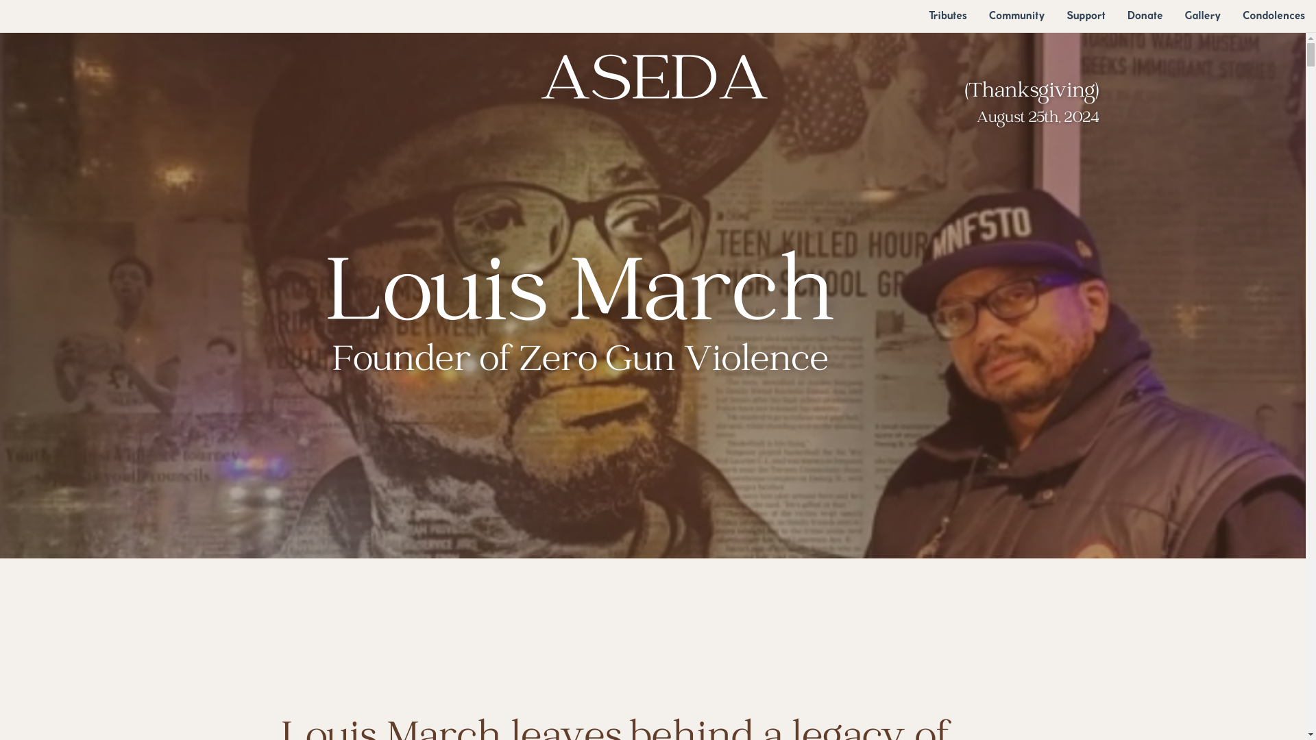 website screenshot of https://louismarchtribute.com/