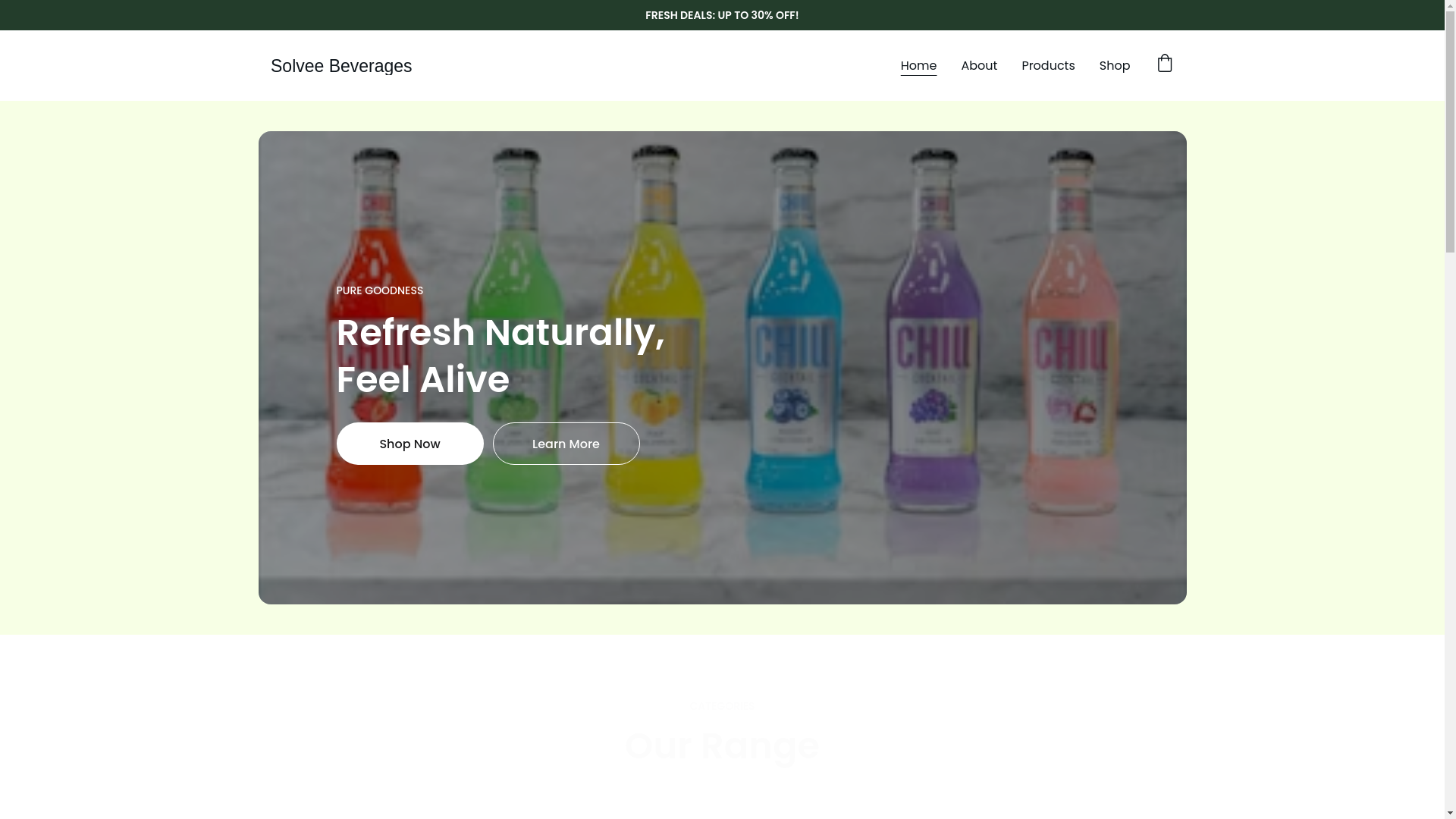 website screenshot of https://solveerefreshment.com/
