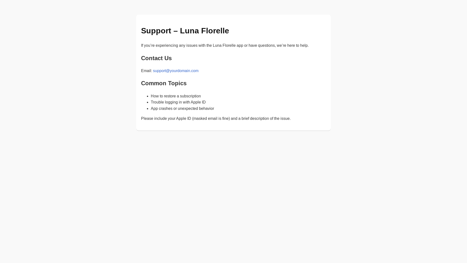 website screenshot of https://lunaflorelle-support.pages.dev/