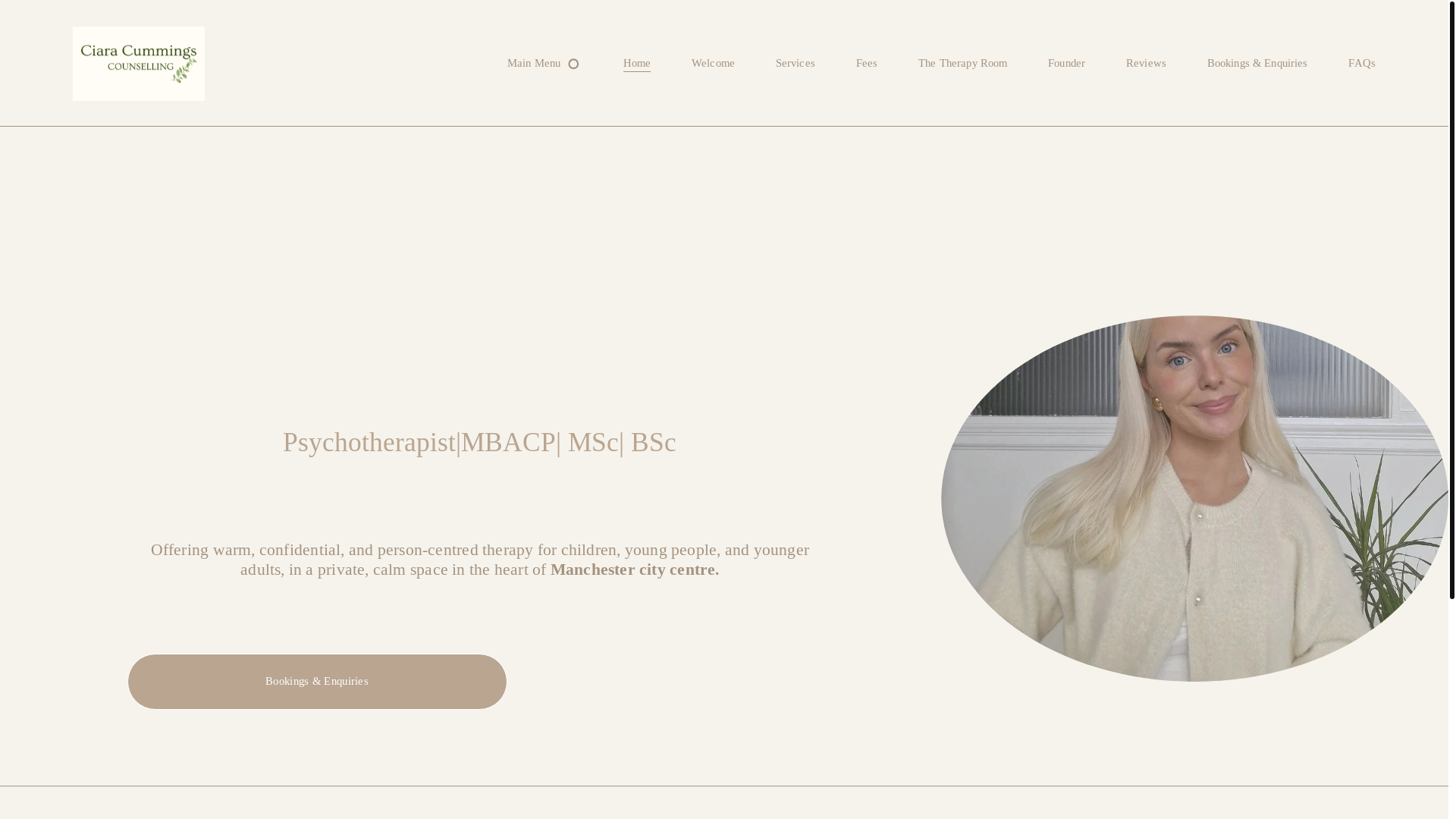 website screenshot of https://ciaracummingscounselling.co.uk/