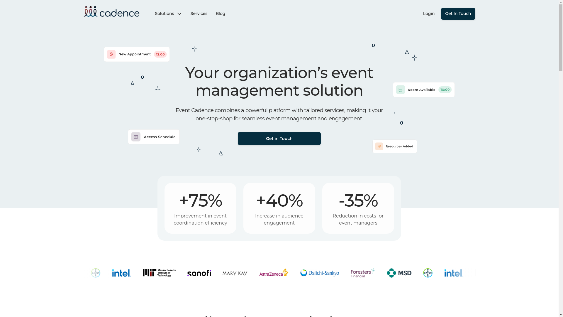 website screenshot of https://tryeventcadence.com/
