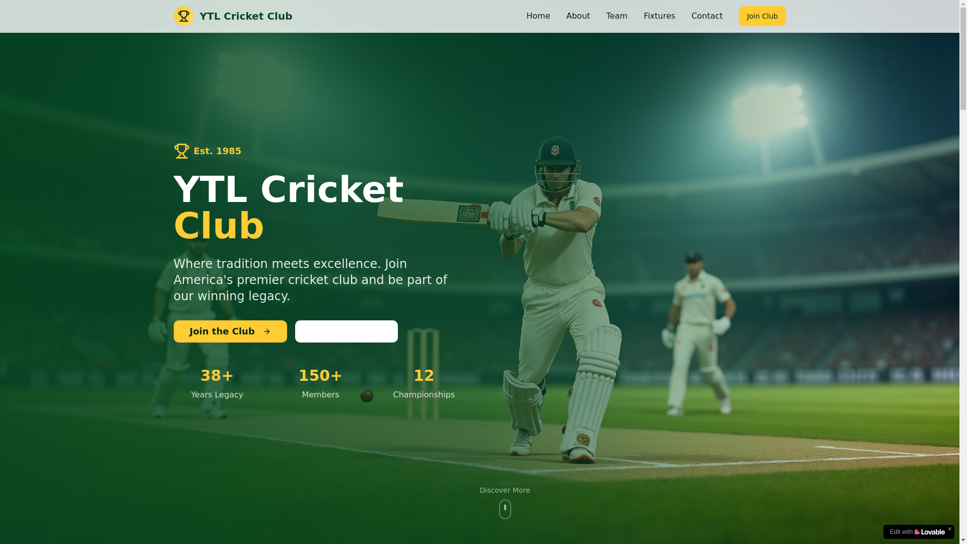 website screenshot of https://ytlcricketclub.com/