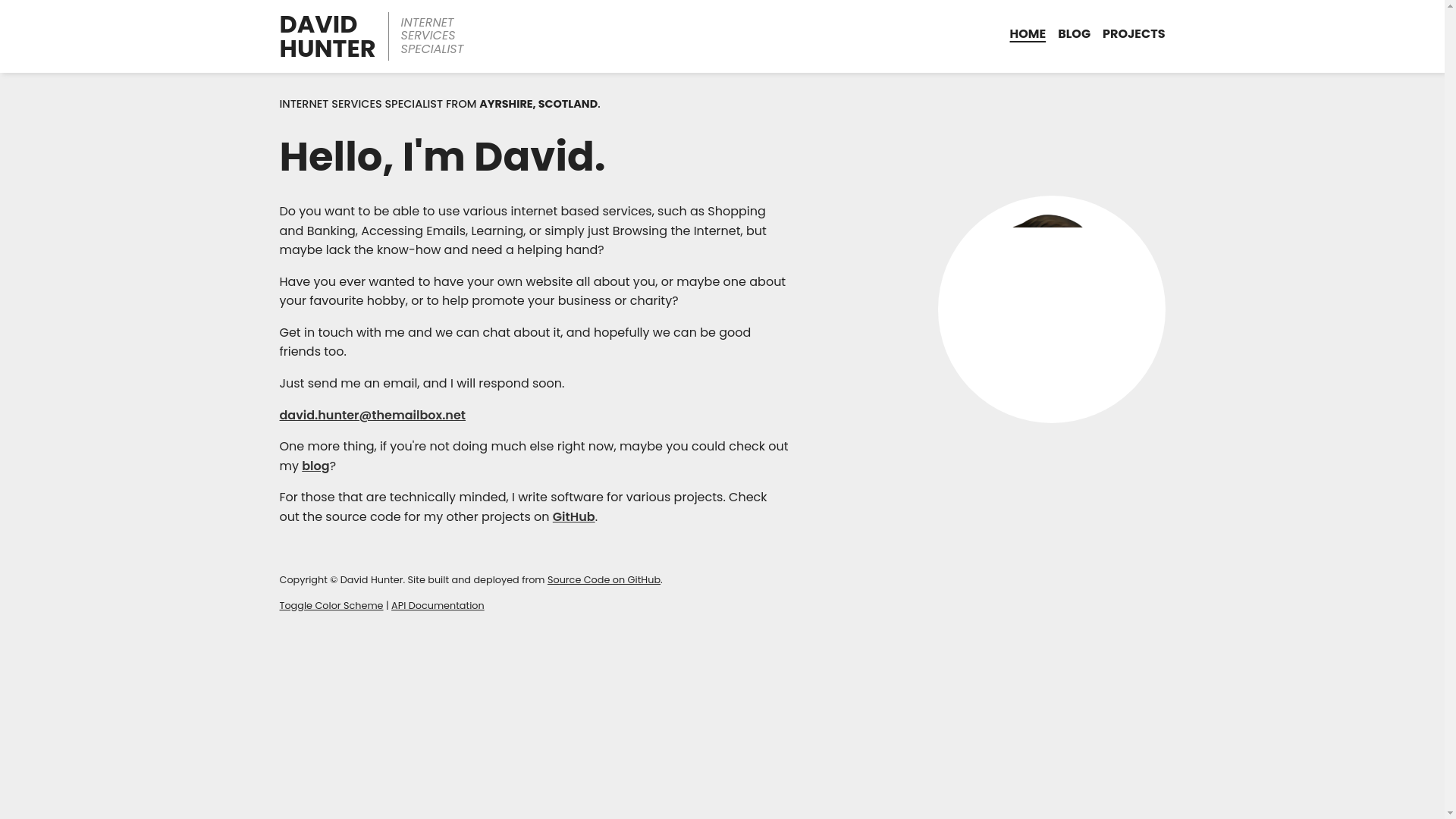 website screenshot of https://davidhunter.pages.dev/