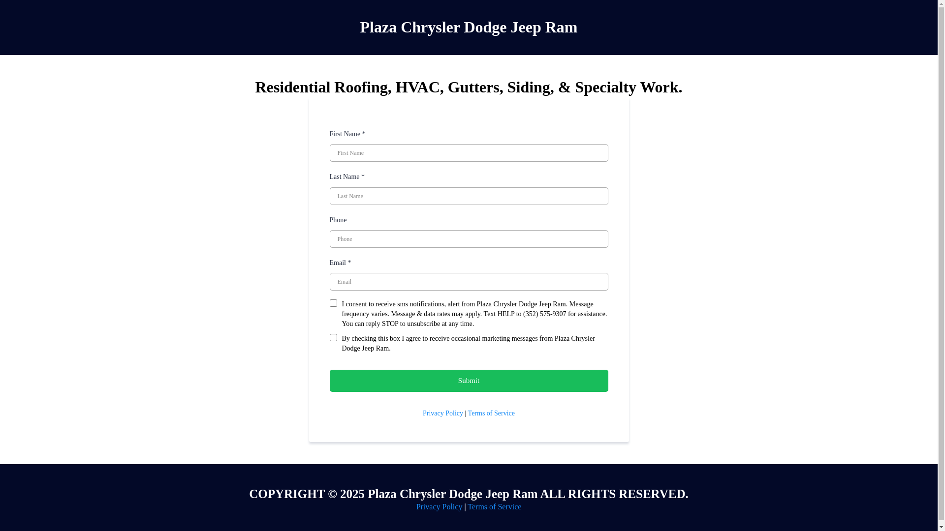 website screenshot of https://plazachryslergroup.com/