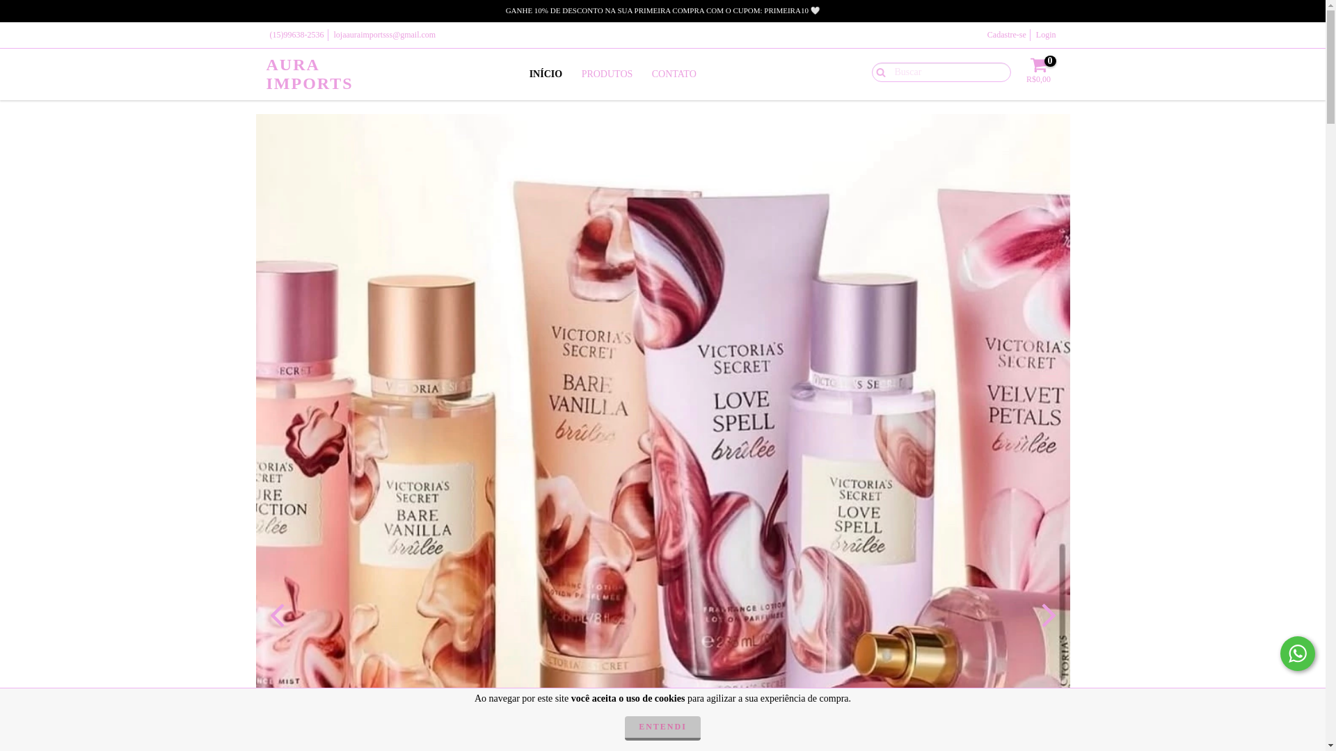 website screenshot of https://auraimports.blog.br/