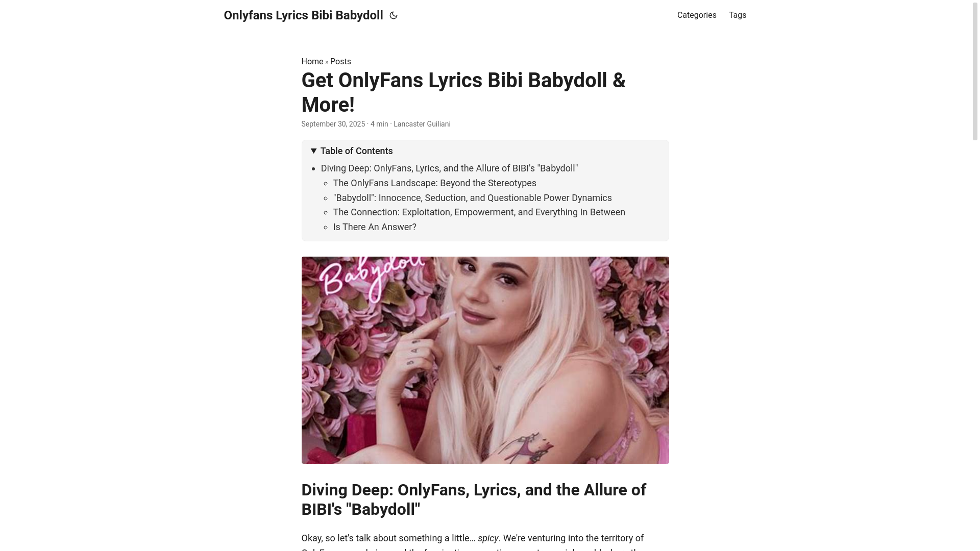 website screenshot of https://onlyfans-lyrics-bibi-babydoll.pages.dev/