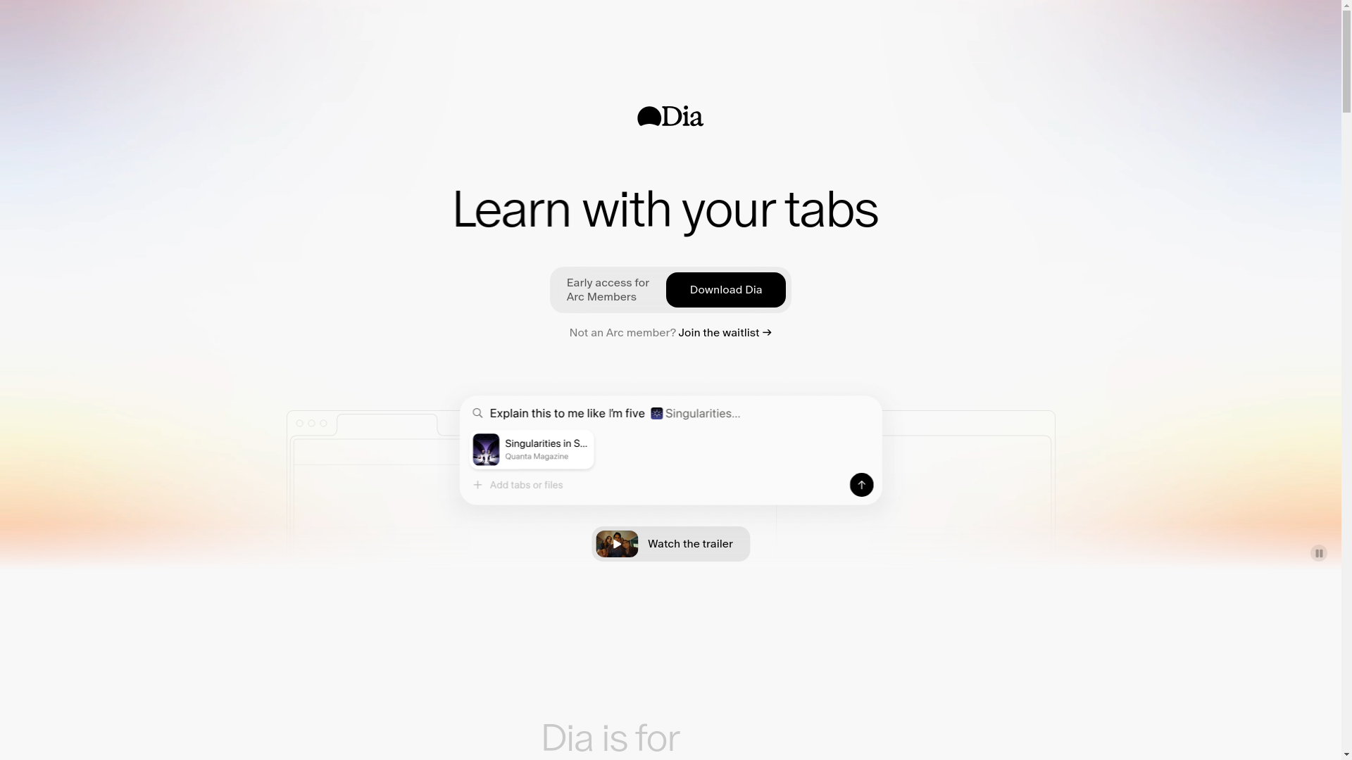 website screenshot of https://diabrowser.com