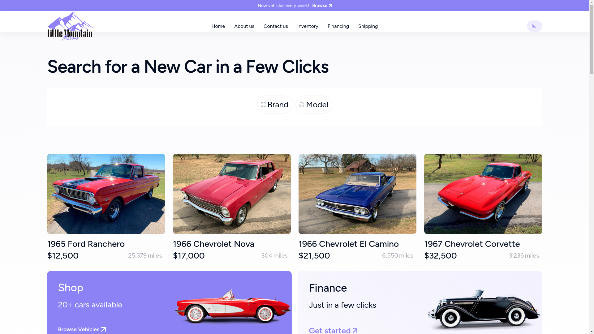 website screenshot of https://littlemountain-motors.com/