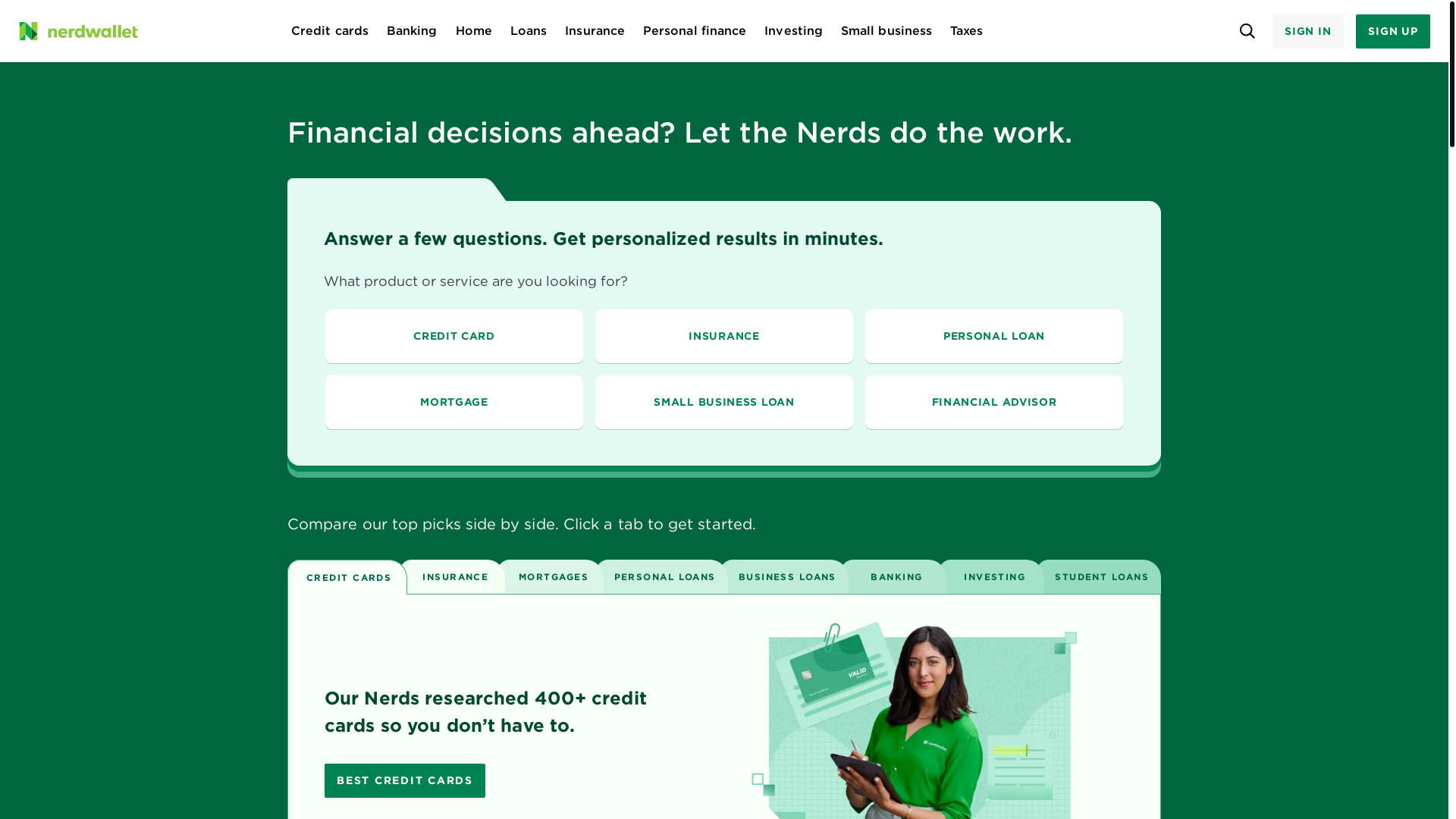 website screenshot of https://www.nerdwallet.com/