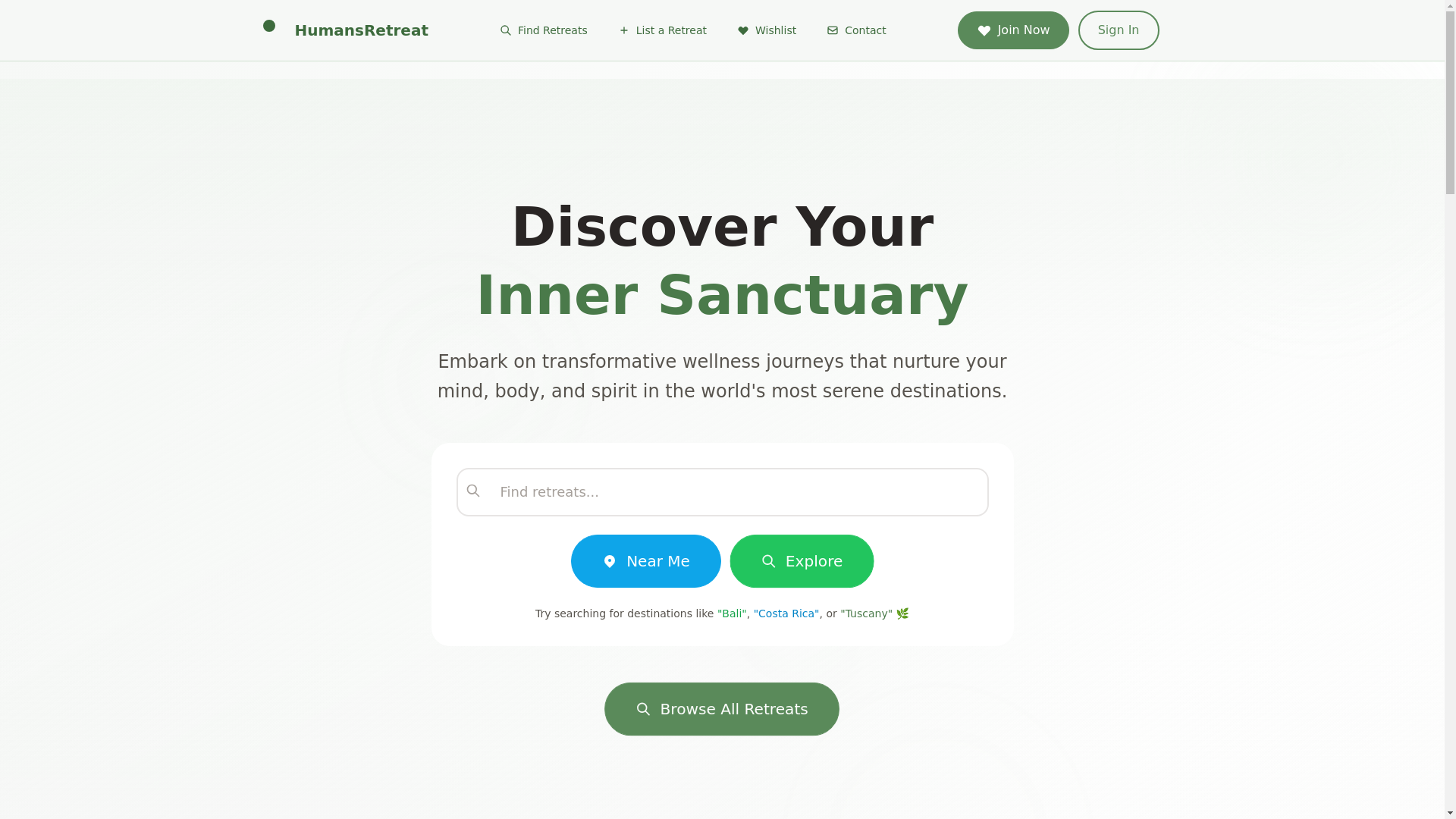 website screenshot of https://humansretreat.pages.dev/