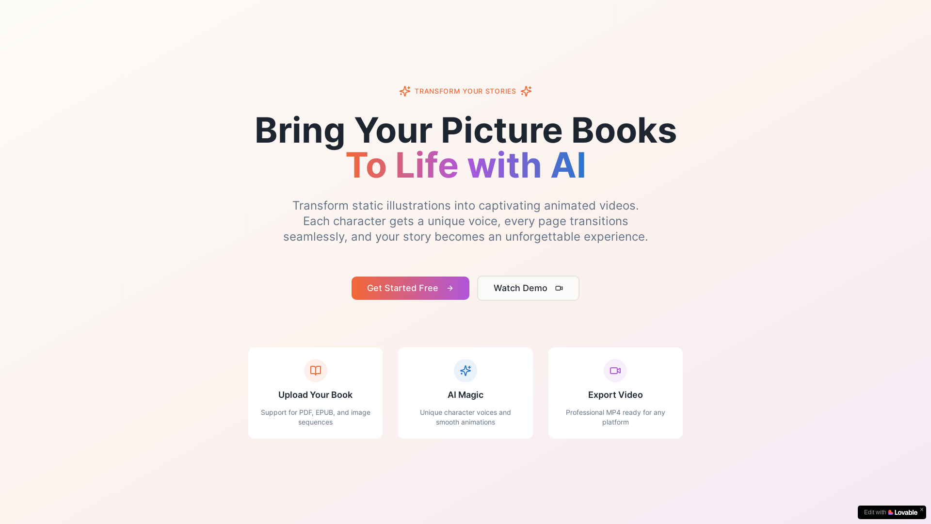 website screenshot of https://tale2vid.com/