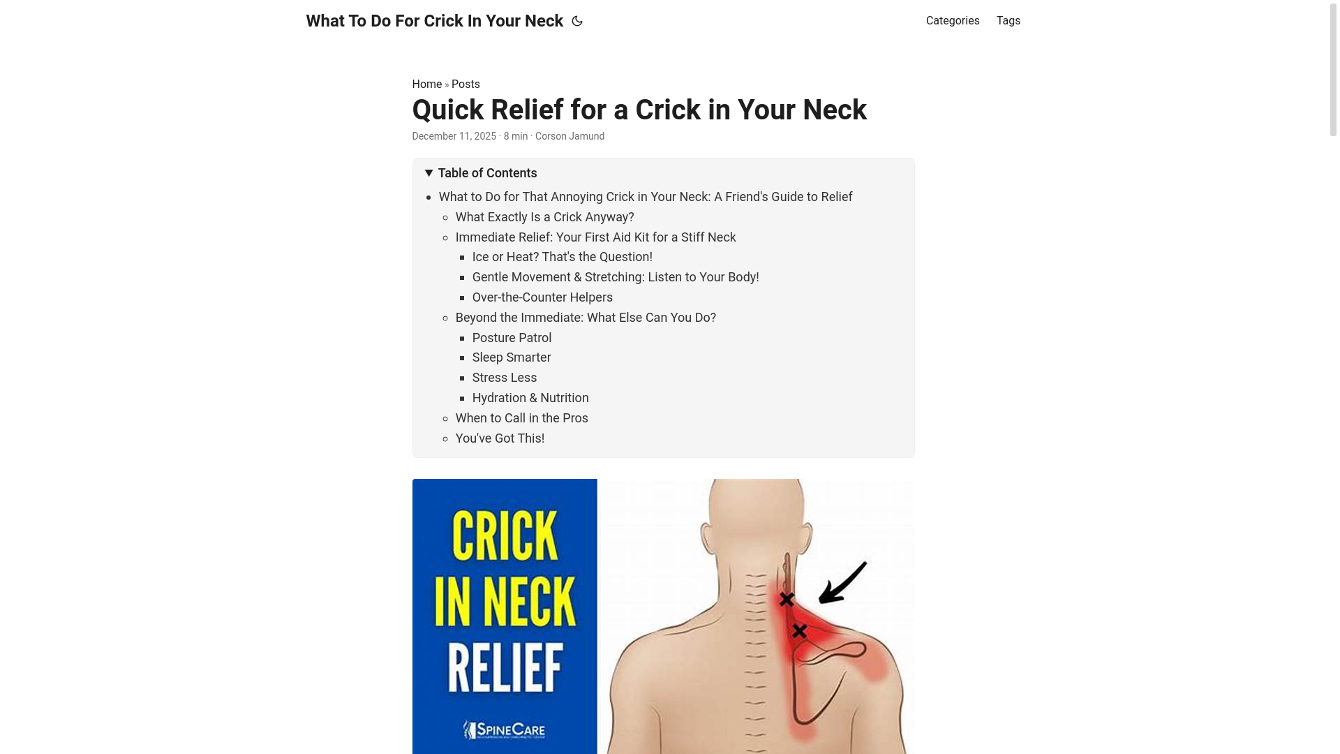 website screenshot of https://whattodoforcrickinyourneck2.pages.dev/